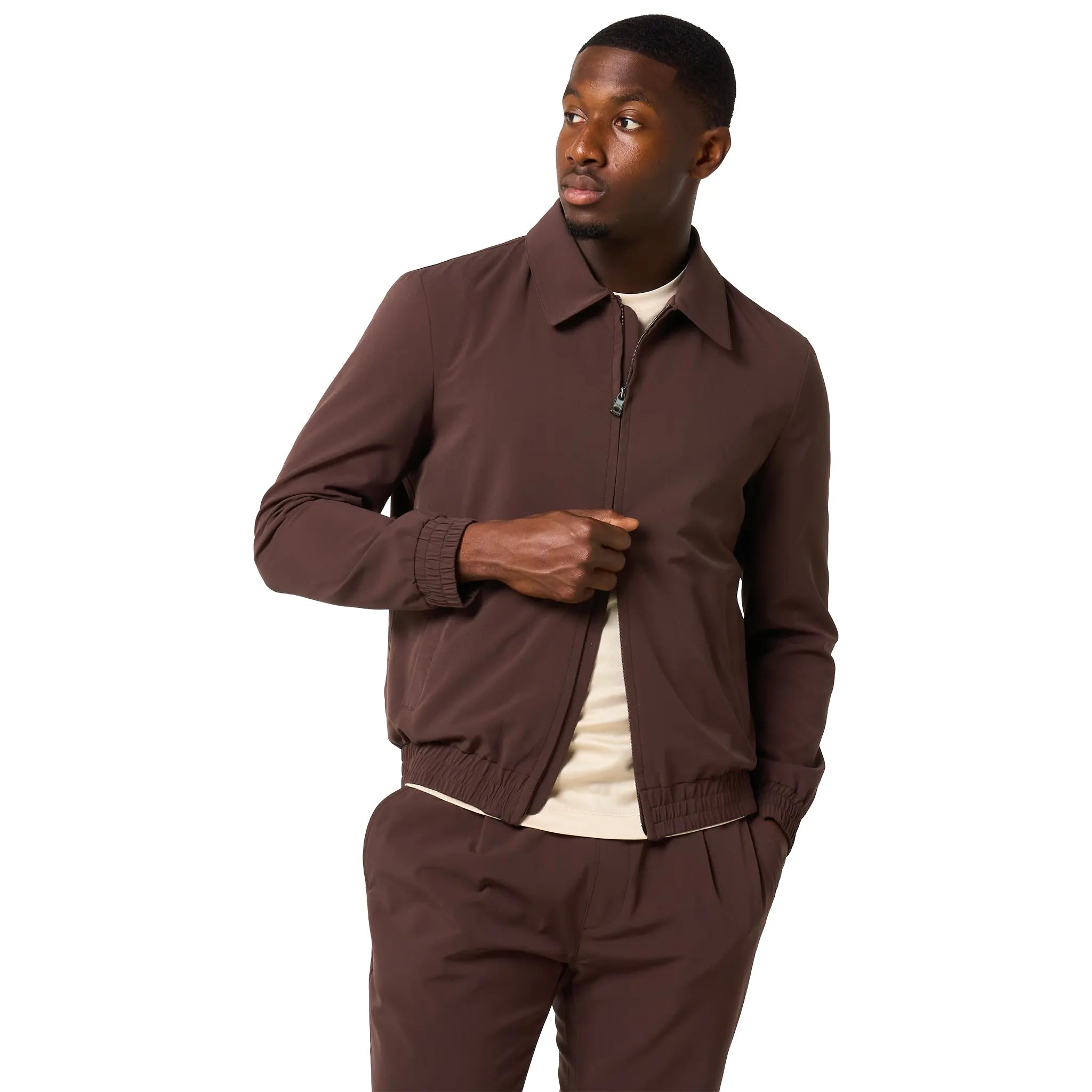 Front View of Loiano Tech Brown Jacket