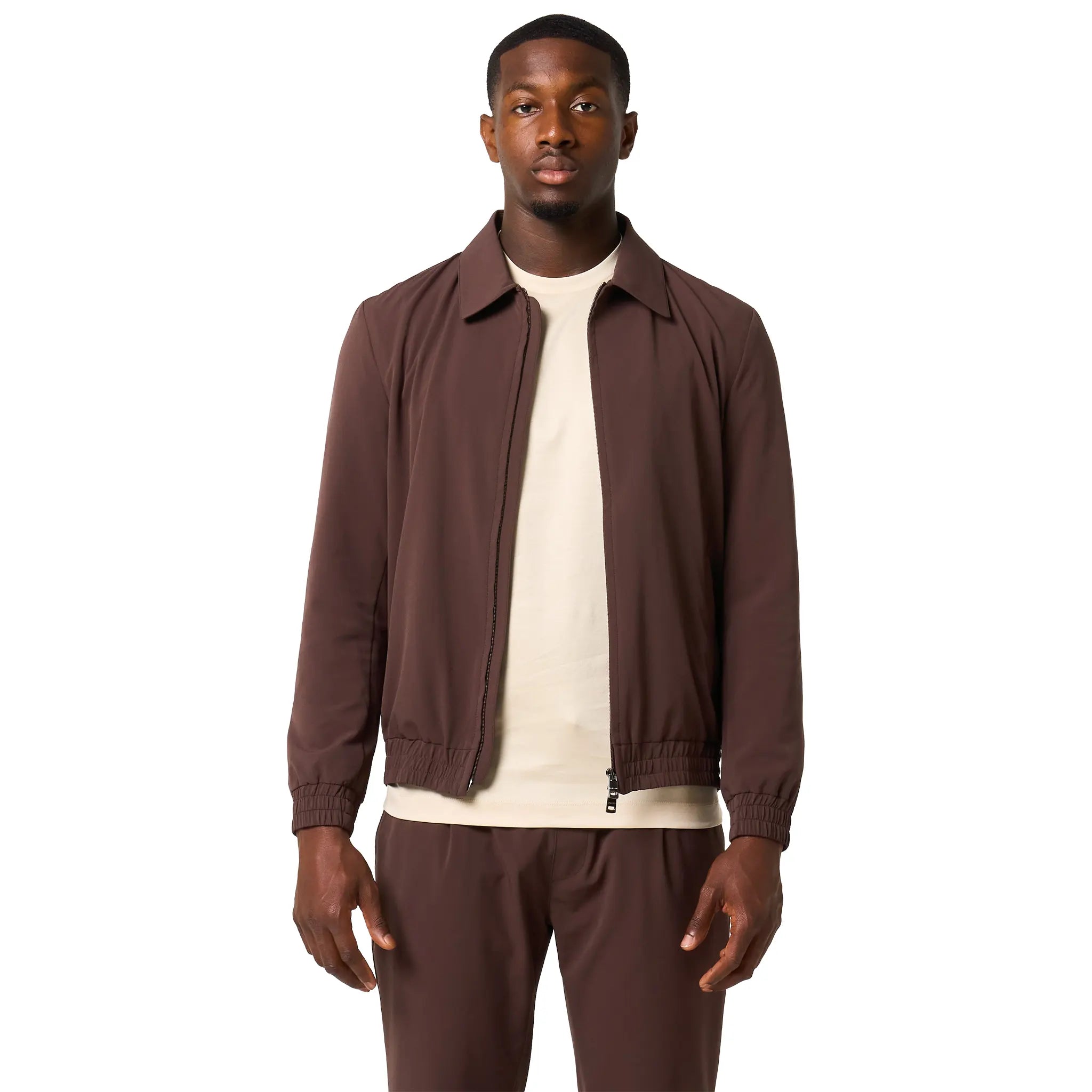 Front View of Loiano Tech Brown Jacket