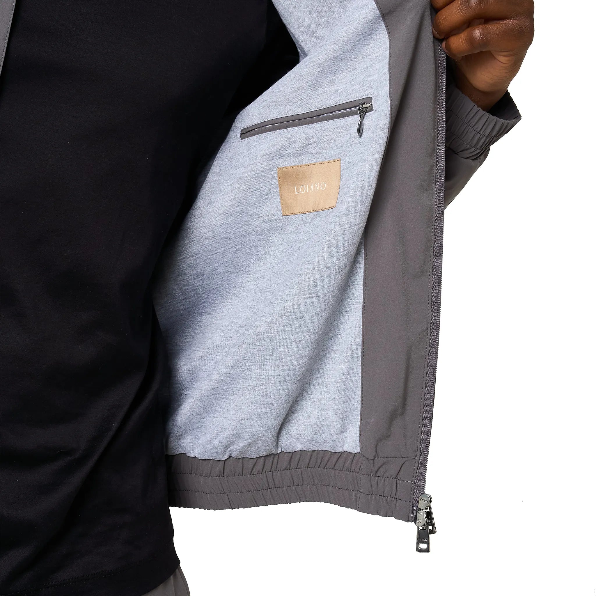 Detailed View of Loiano Tech Dark Grey Jacket