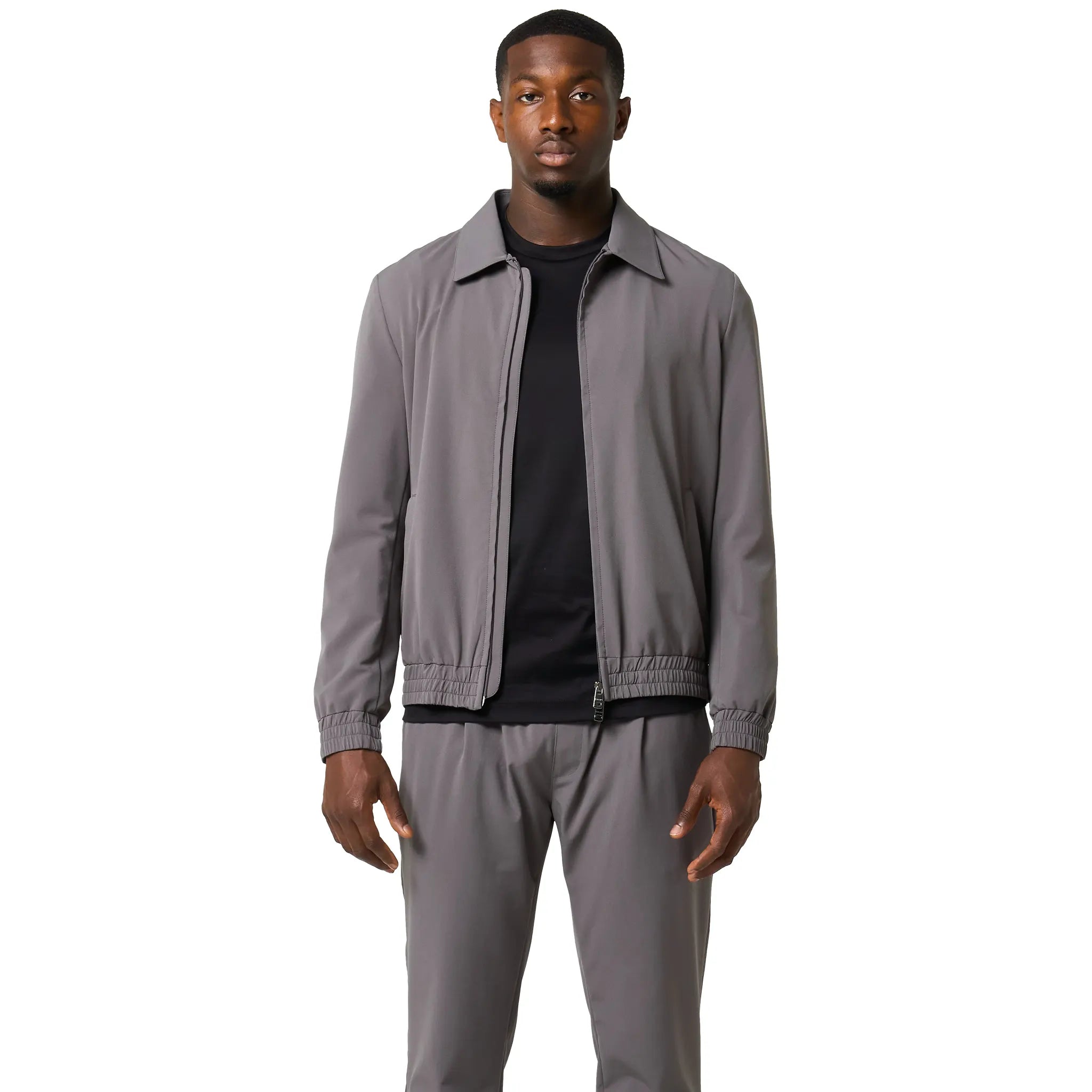 Front View of Loiano Tech Dark Grey Jacket