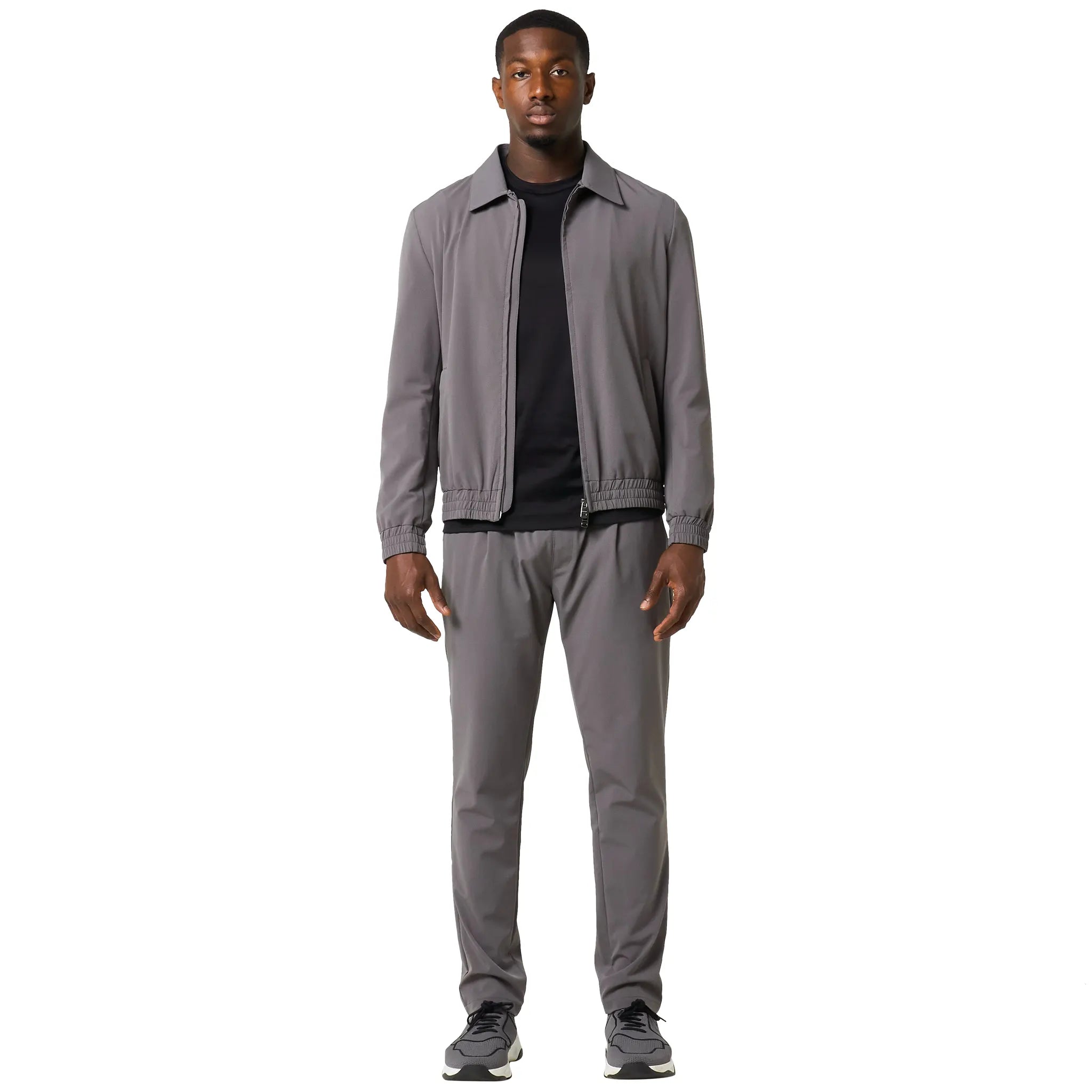 Front View of Loiano Tech Dark Grey Jacket