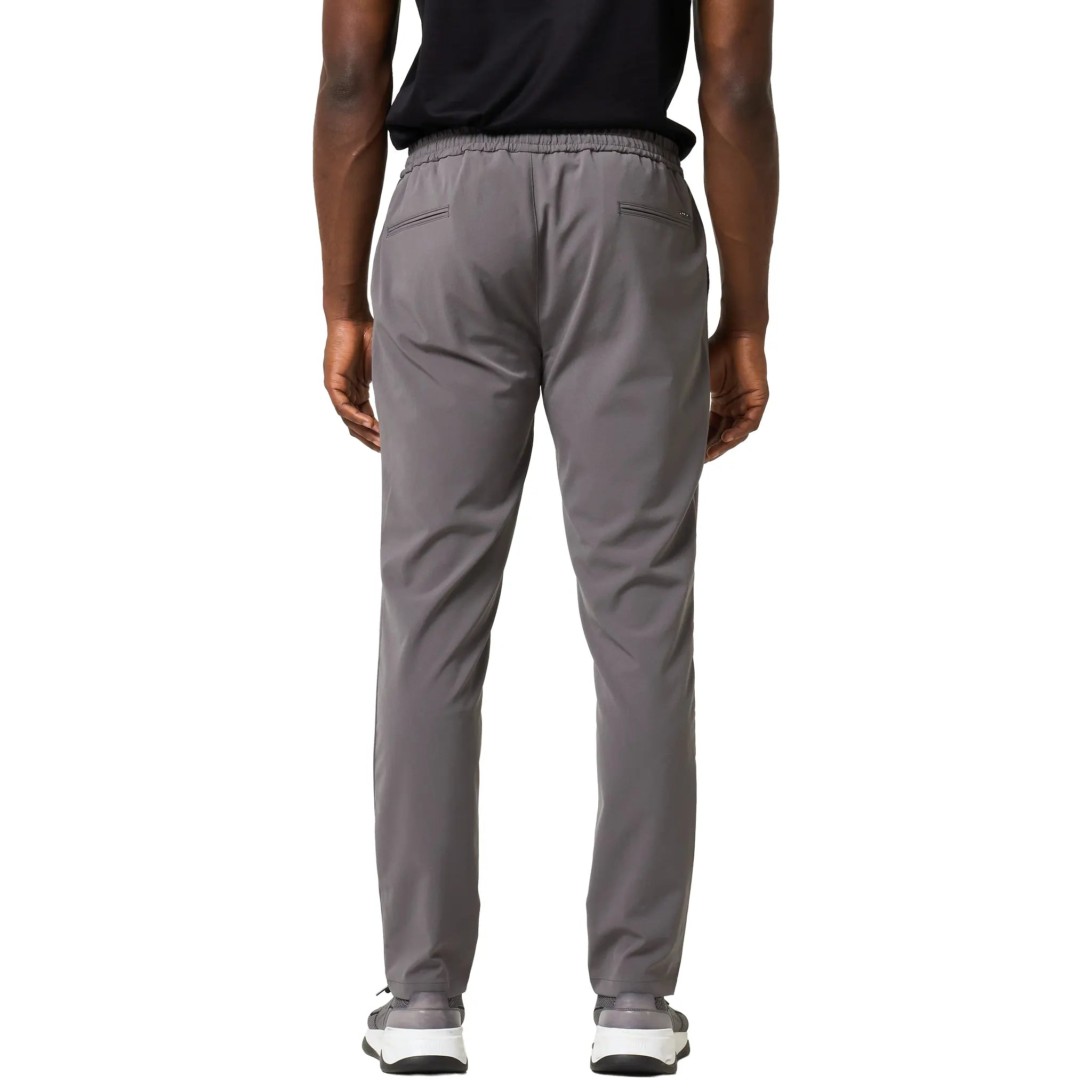 Back View of Loiano Tech Dark Grey Trousers