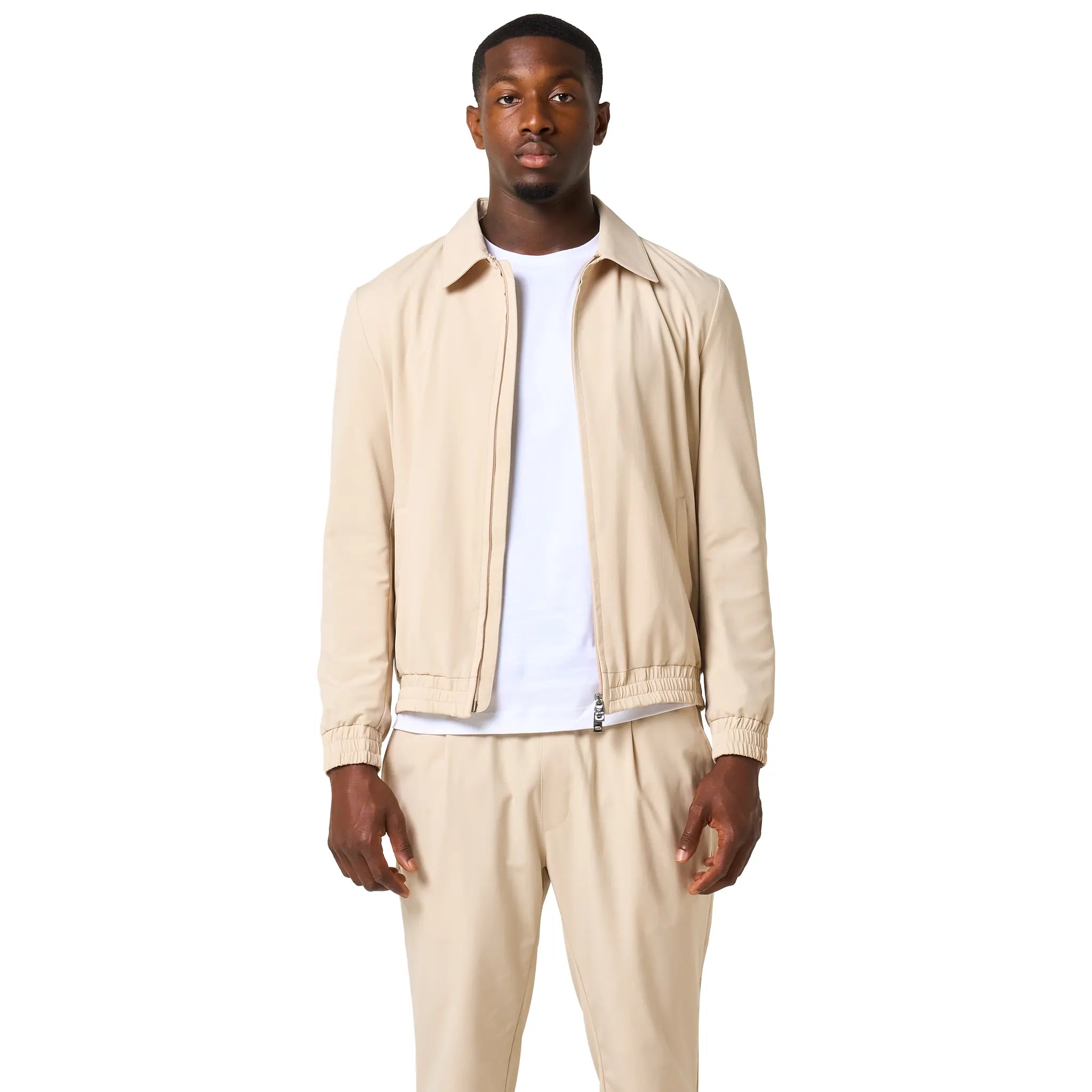 Front View of Loiano Tech Light Beige Jacket