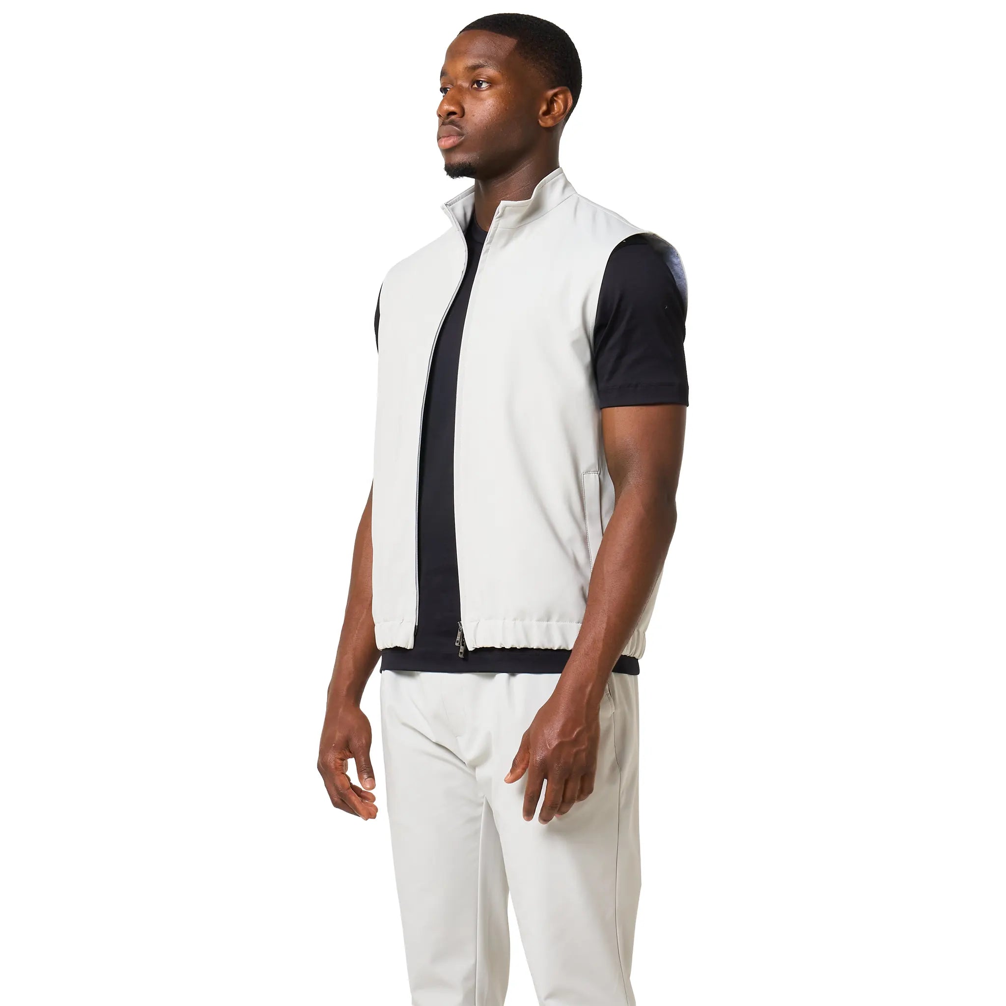 Front Side View of Loiano Tech Light Grey Gilet