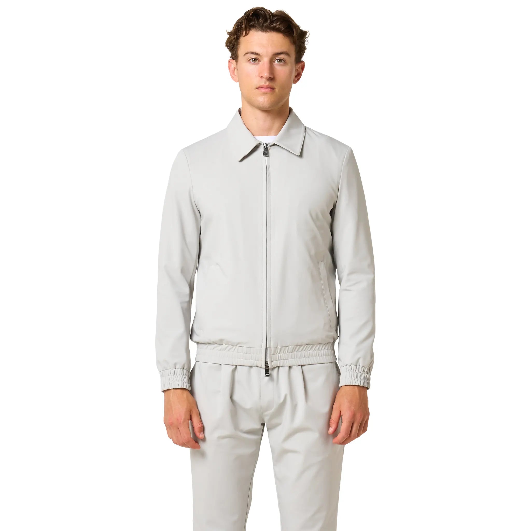 Front View of Loiano Tech Light Grey Jacket