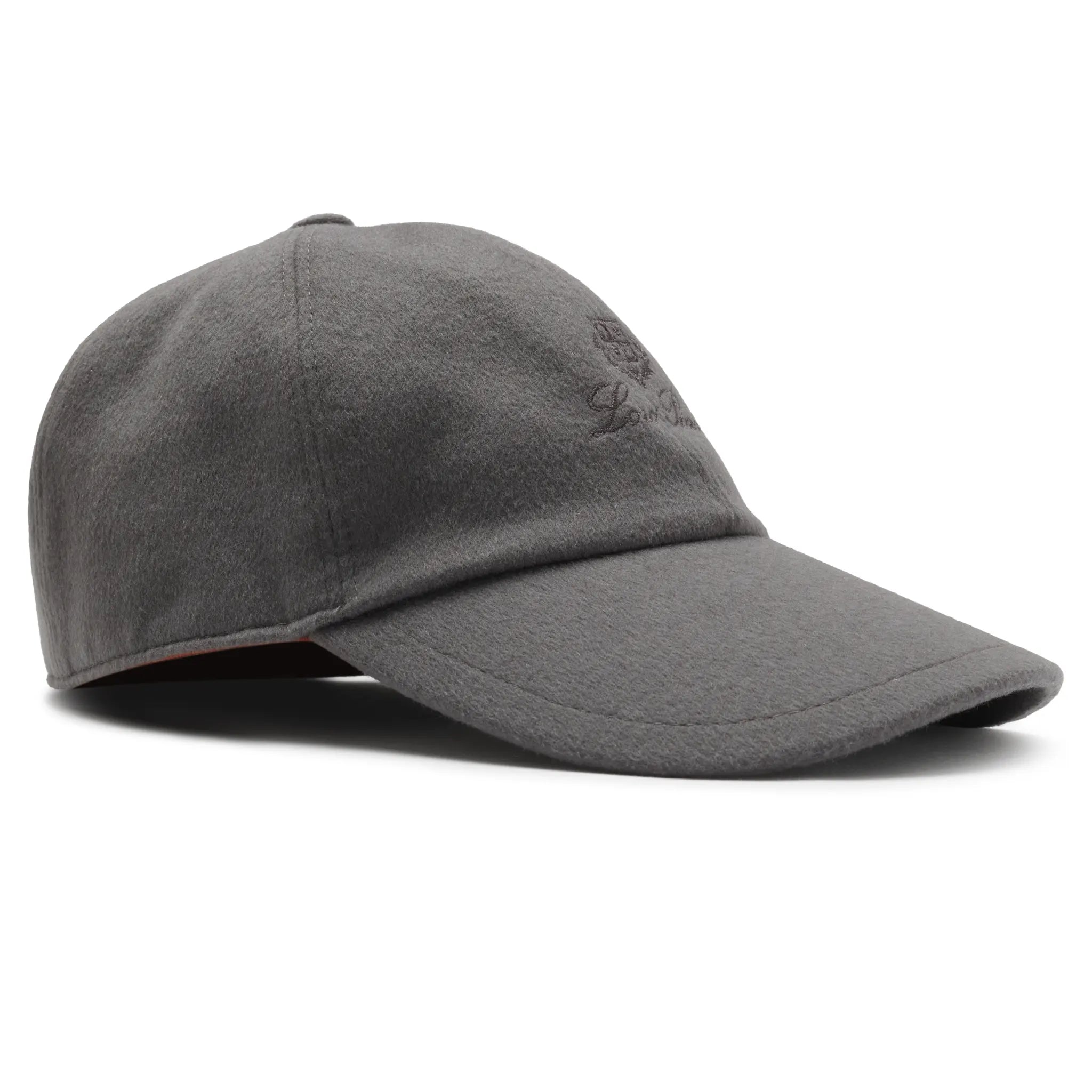 Front Side View of Loro Piana Cashmere Storm System Grey Baseball Cap FAF8520_E251