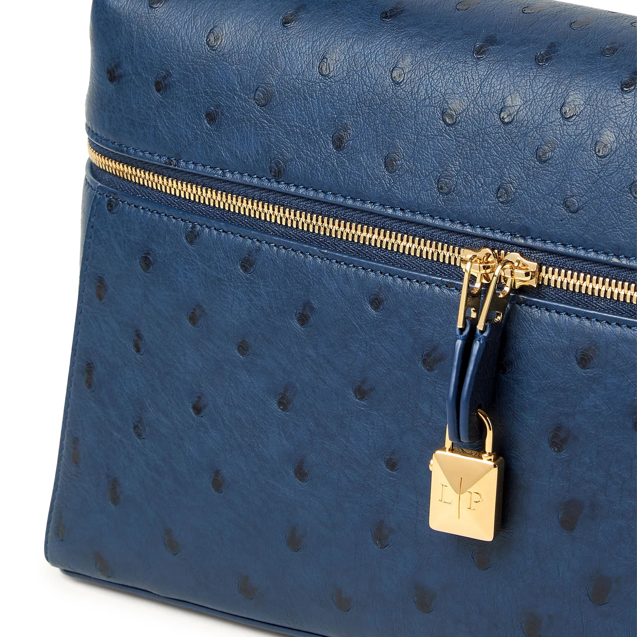 Lock View of Loro Piana Extra Bag L27 Ostrich Leather Ocean Heart Sun Gold Shoulder Bag FAO0975_W1EH