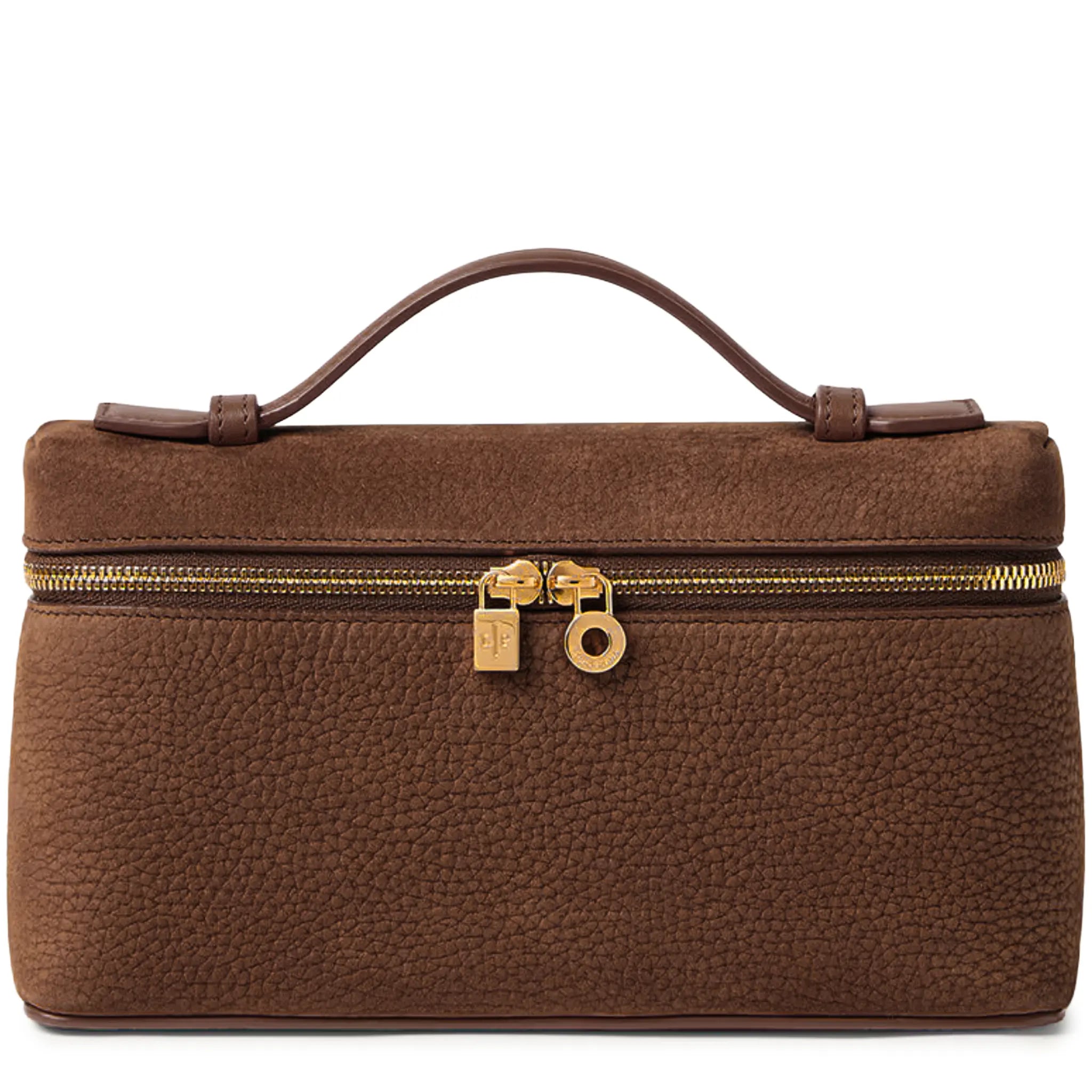Front View of Loro Piana Extra Pocket L19 Calfskin Brown Sun Gold Shoulder Bag FAP6658_B5OA