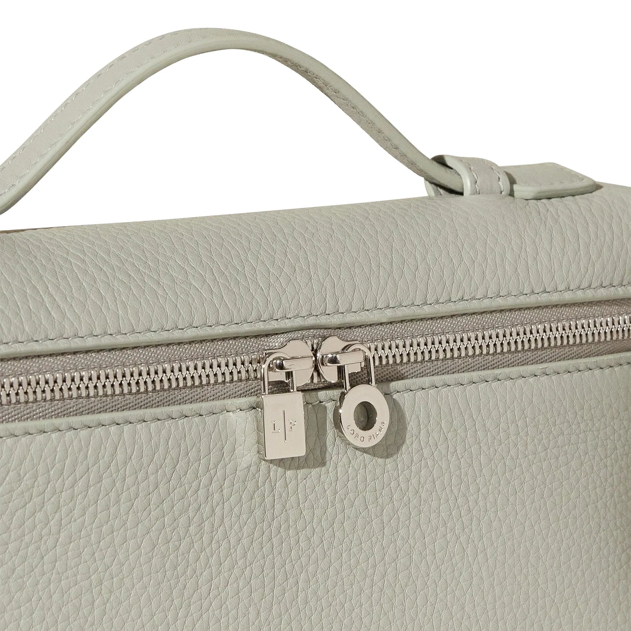 Detailed View of Loro Piana Extra Pocket L19 Calfskin Eucalyptus Shoulder Bag