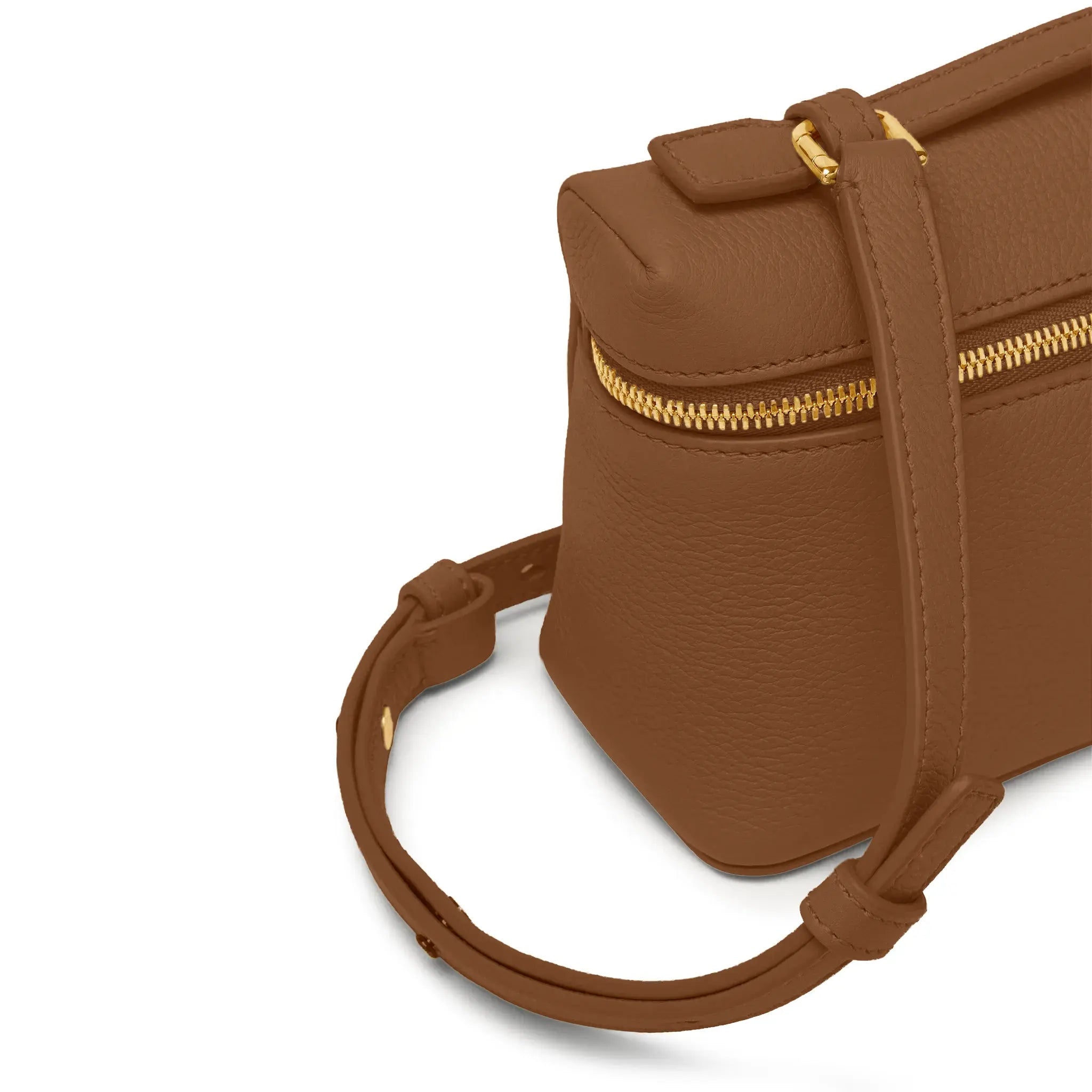 Front Side View of Loro Piana Extra Pocket L19 Camel Sun Gold Shoulder Bag