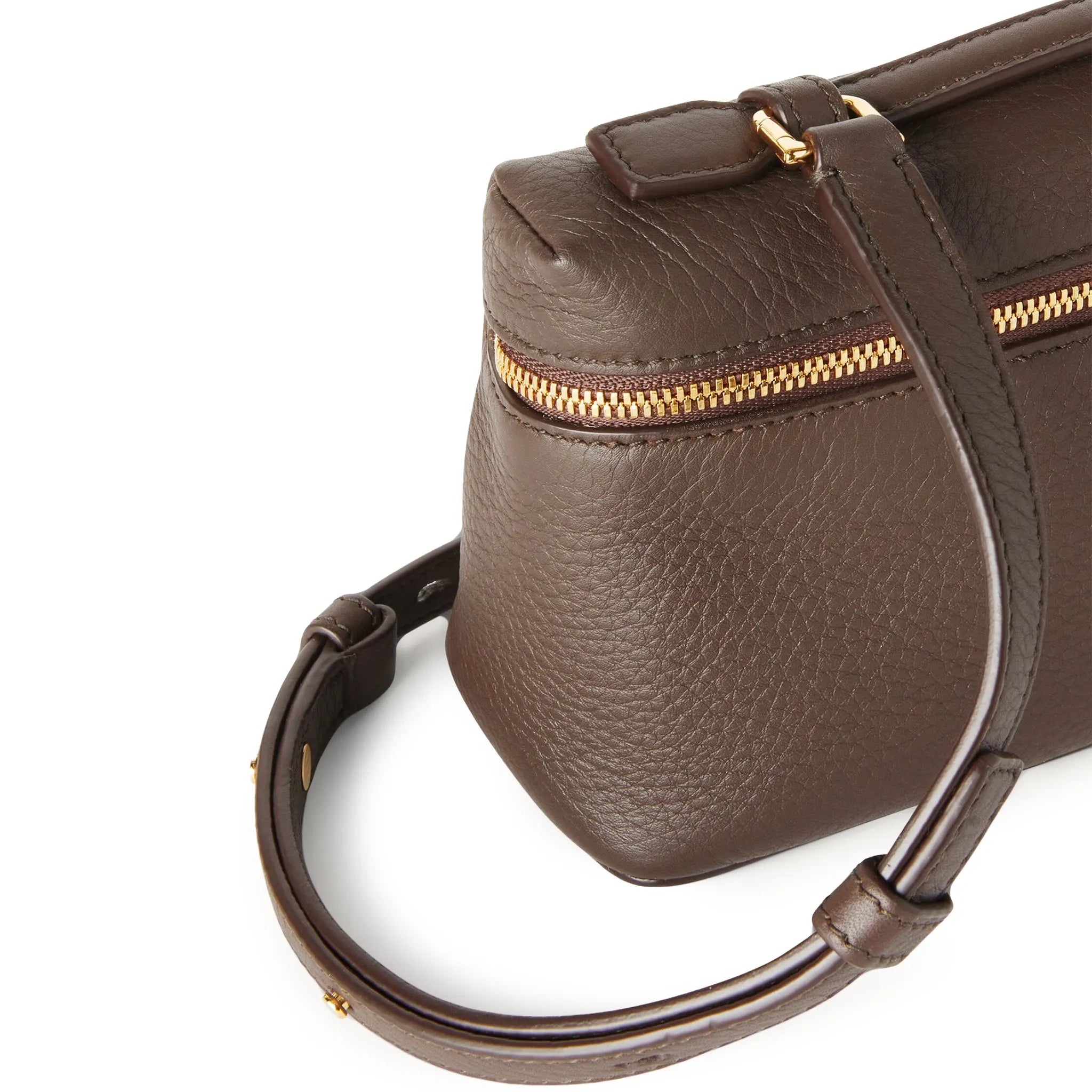 Front View of Loro Piana Extra Pocket L19 Dark Chocolate Sun Gold Shoulder Bag FAN4045_H0TO