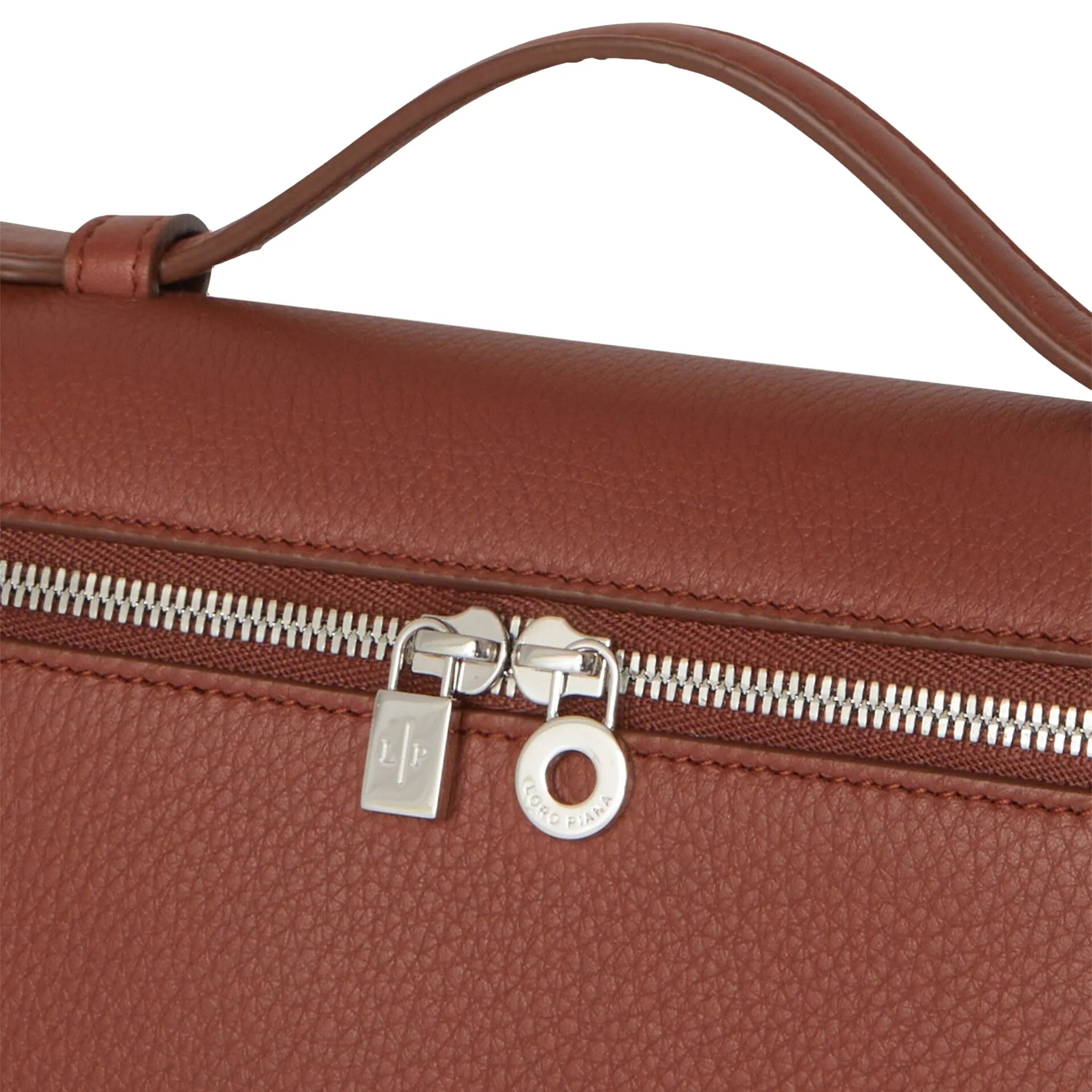 Front Detailed View of Loro Piana Extra Pocket L19 Kummel Shoulder Bag FAN4045_P500