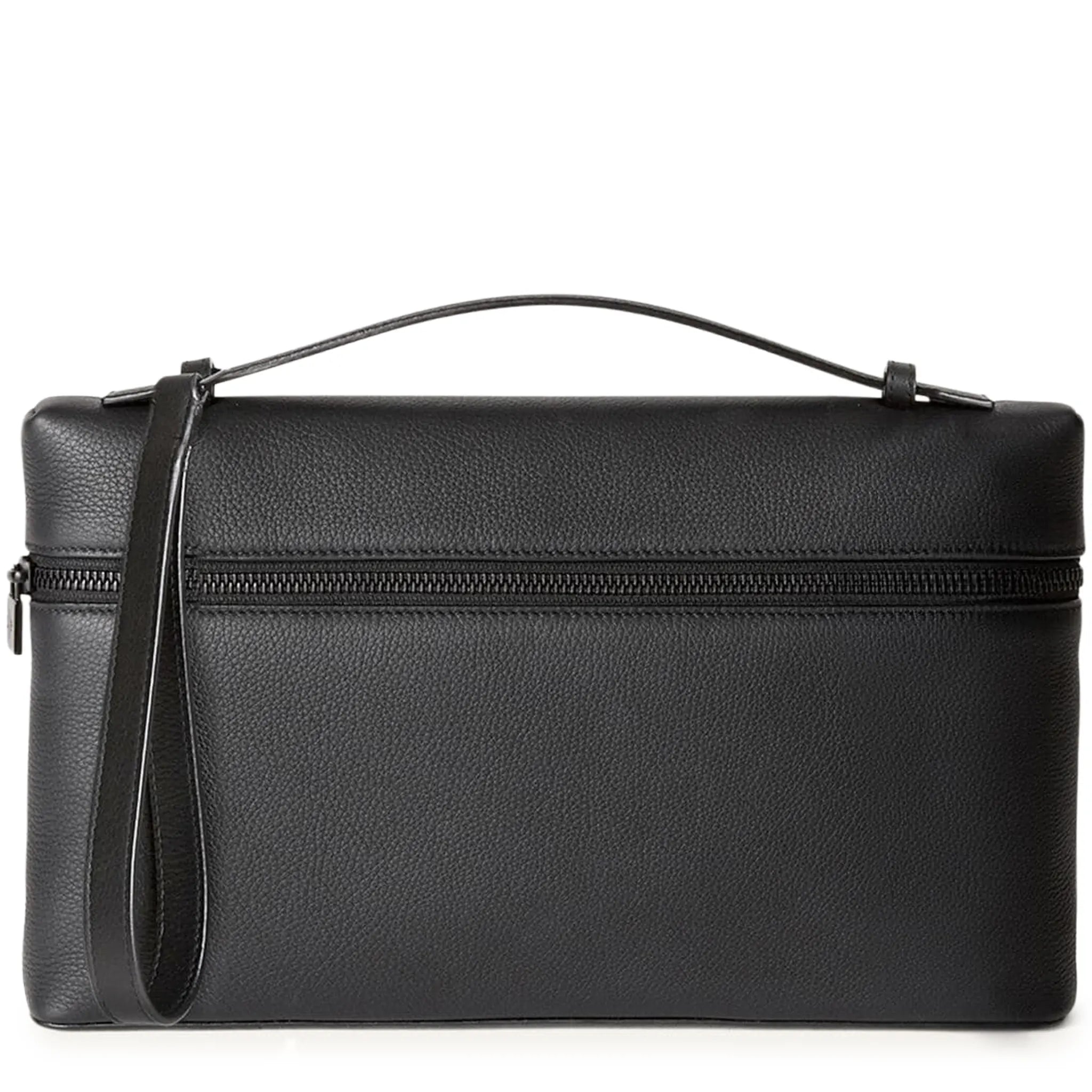 Front View of Loro Piana Extra Pouch L29 Calfskin Black Matt FAN9085_804N