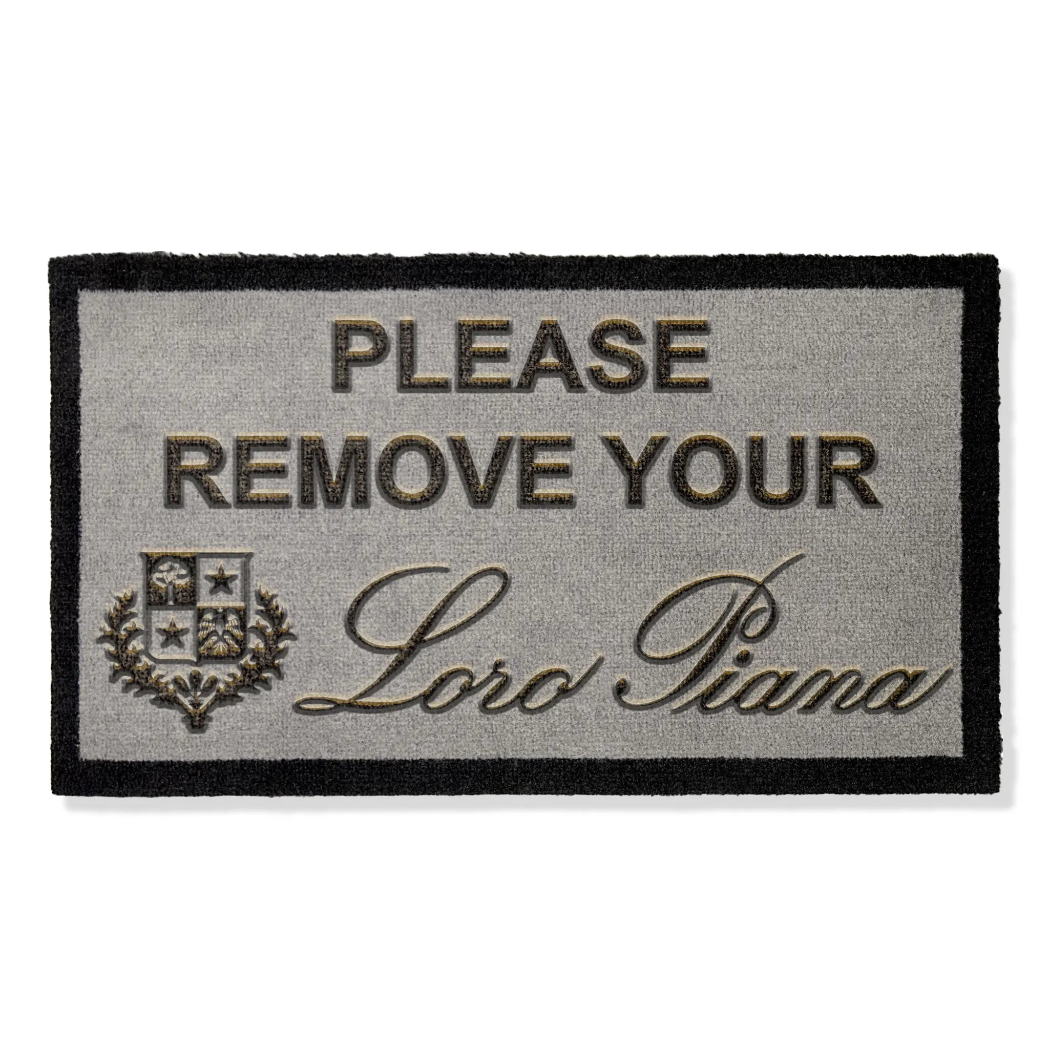 Front View of Loro Piana Light Grey Doormat 70 x 40cm 