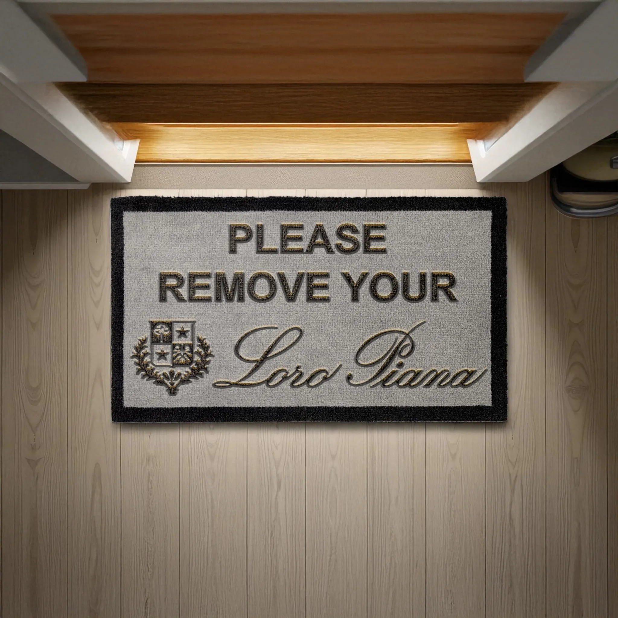 Front View of Loro Piana Light Grey Doormat 70 x 40cm 