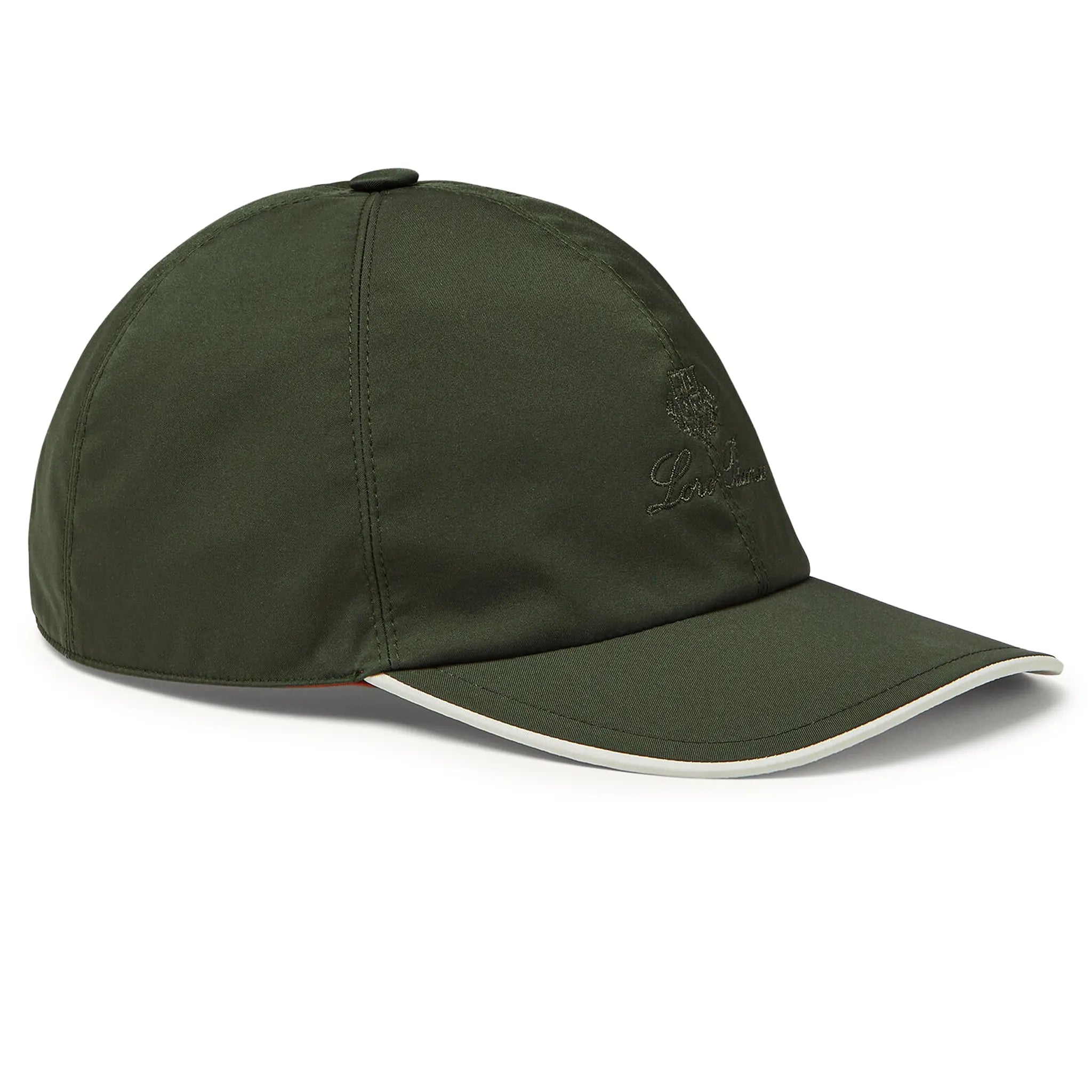 Front Side View of Loro Piana Microfibre Storm System Ireland Green Ivory Baseball Cap FAP9958_B3MA