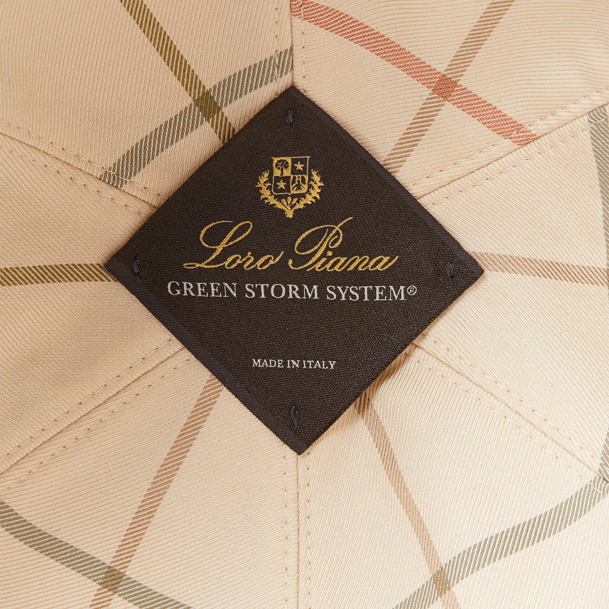 Inside View of Loro Piana Microfibre Storm System Ireland Green Ivory Baseball Cap FAP9958_B3MA