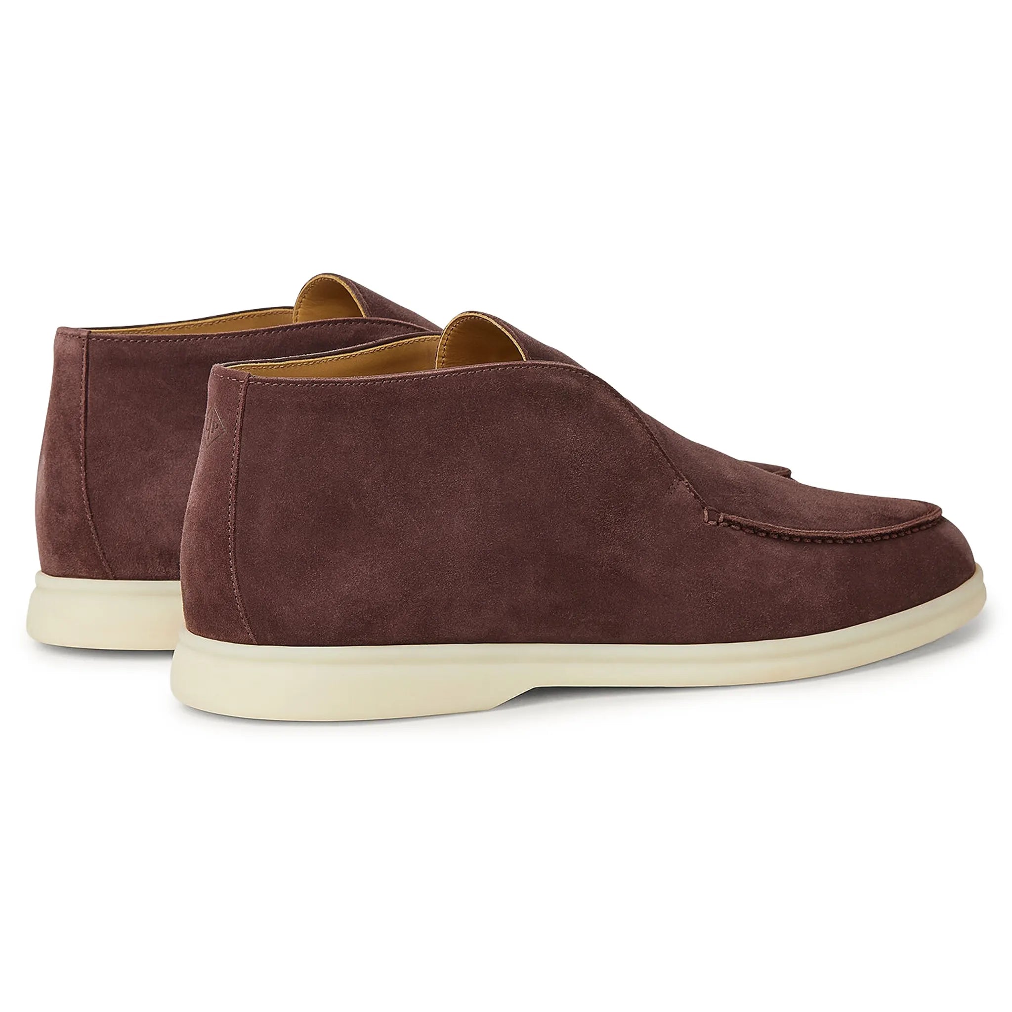 Back Side View of Loro Piana Open Walk Very Dark Maroon Ankle Boot FAB4368_Q0B5