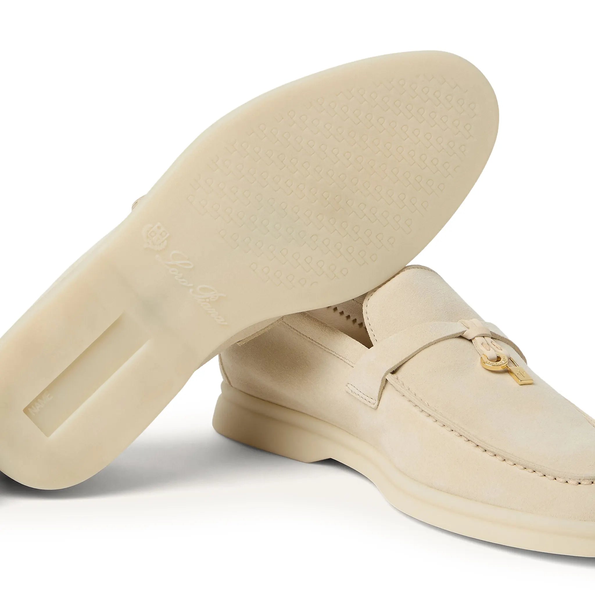Sole View of Loro Piana Summer Charms Suede Colour Baby Cashmere Loafers FAE5444_A0PX