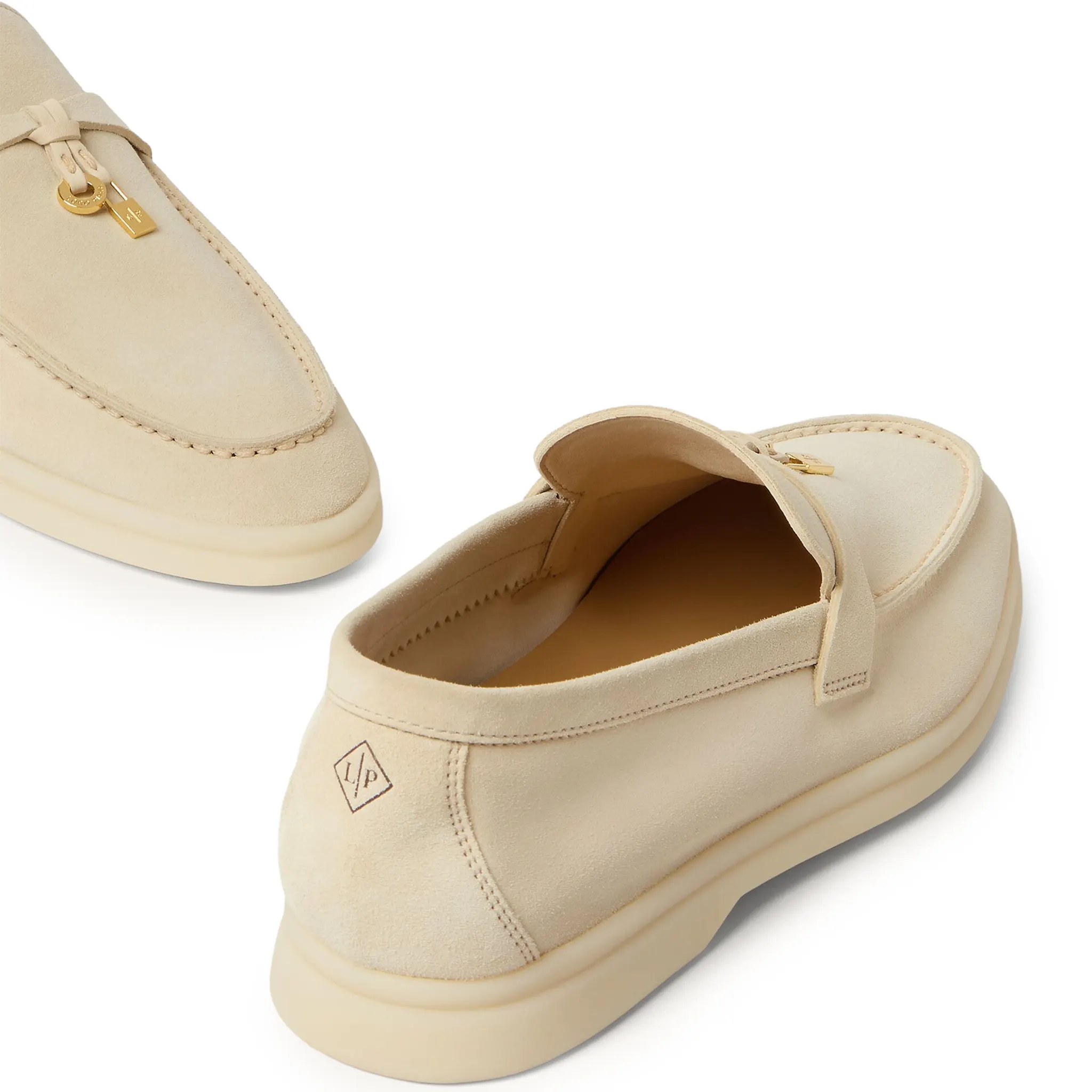 Upper View of Loro Piana Summer Charms Suede Colour Baby Cashmere Loafers FAE5444_A0PX