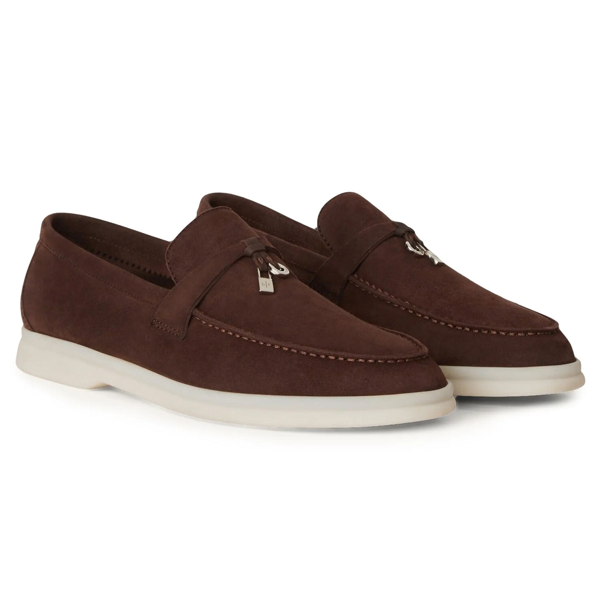 Loro Piana Summer Charms Walk Suede Chocolate Loafers | FAE5444_H026