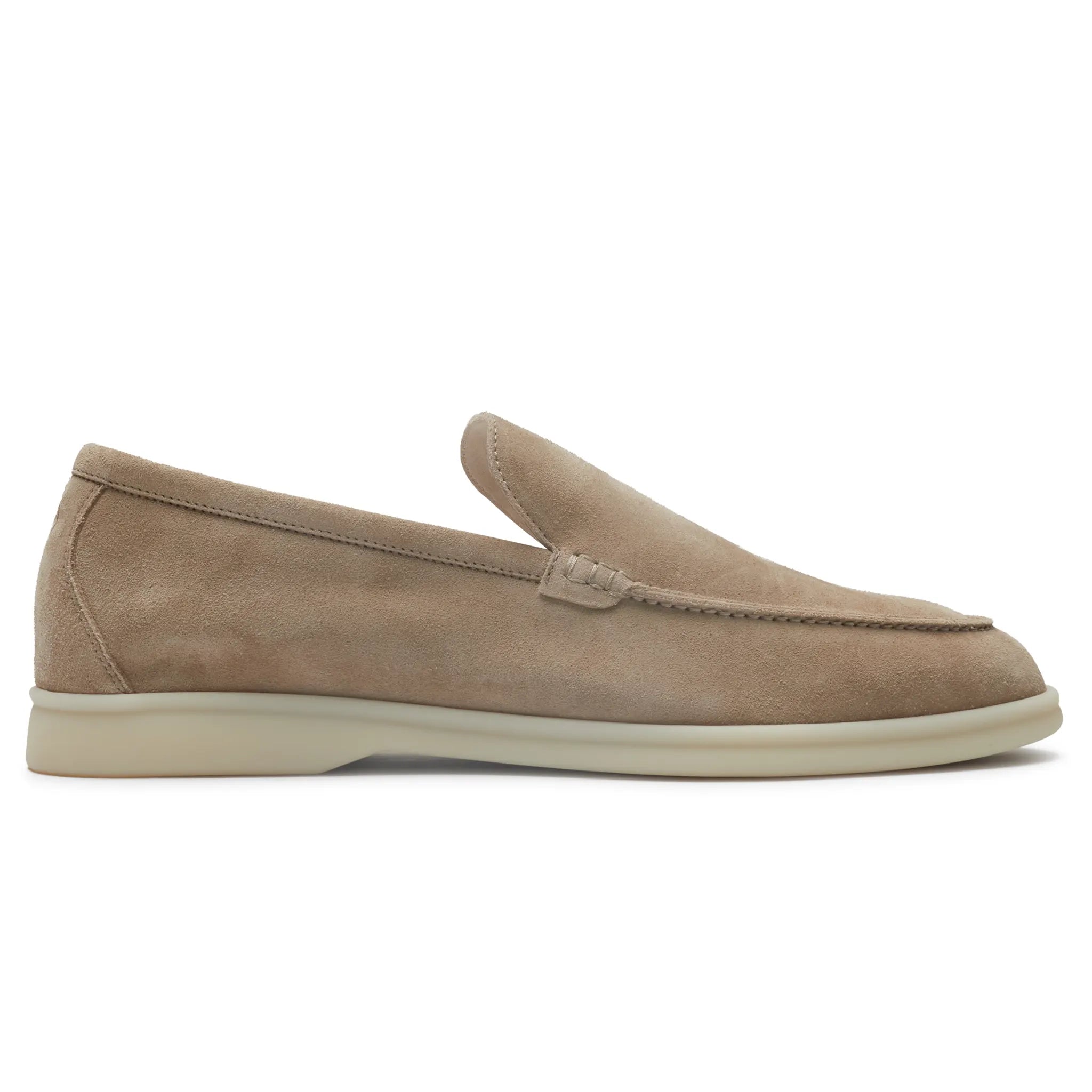Side View of Loro Piana Summer Walk Suede Beige Corda Loafers FSM0023_H1EE