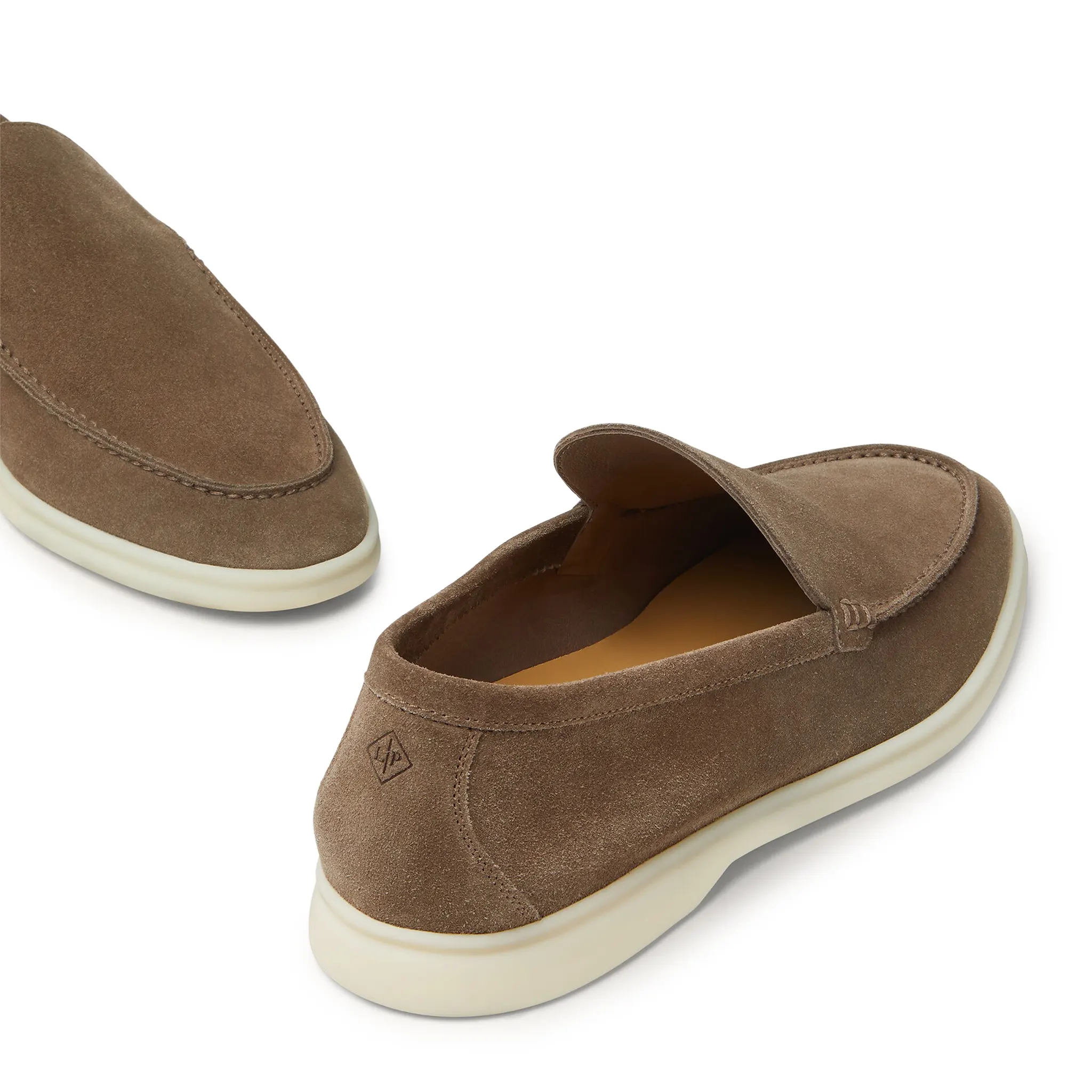 Back Side View of Loro Piana Summer Walk Suede Canteen Loafers FAE8124_M0XI