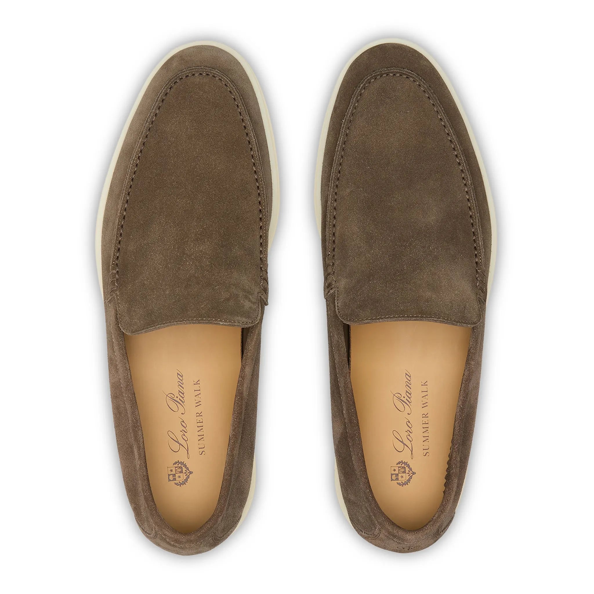 Upper View of Loro Piana Summer Walk Suede Canteen Loafers FAE8124_M0XI