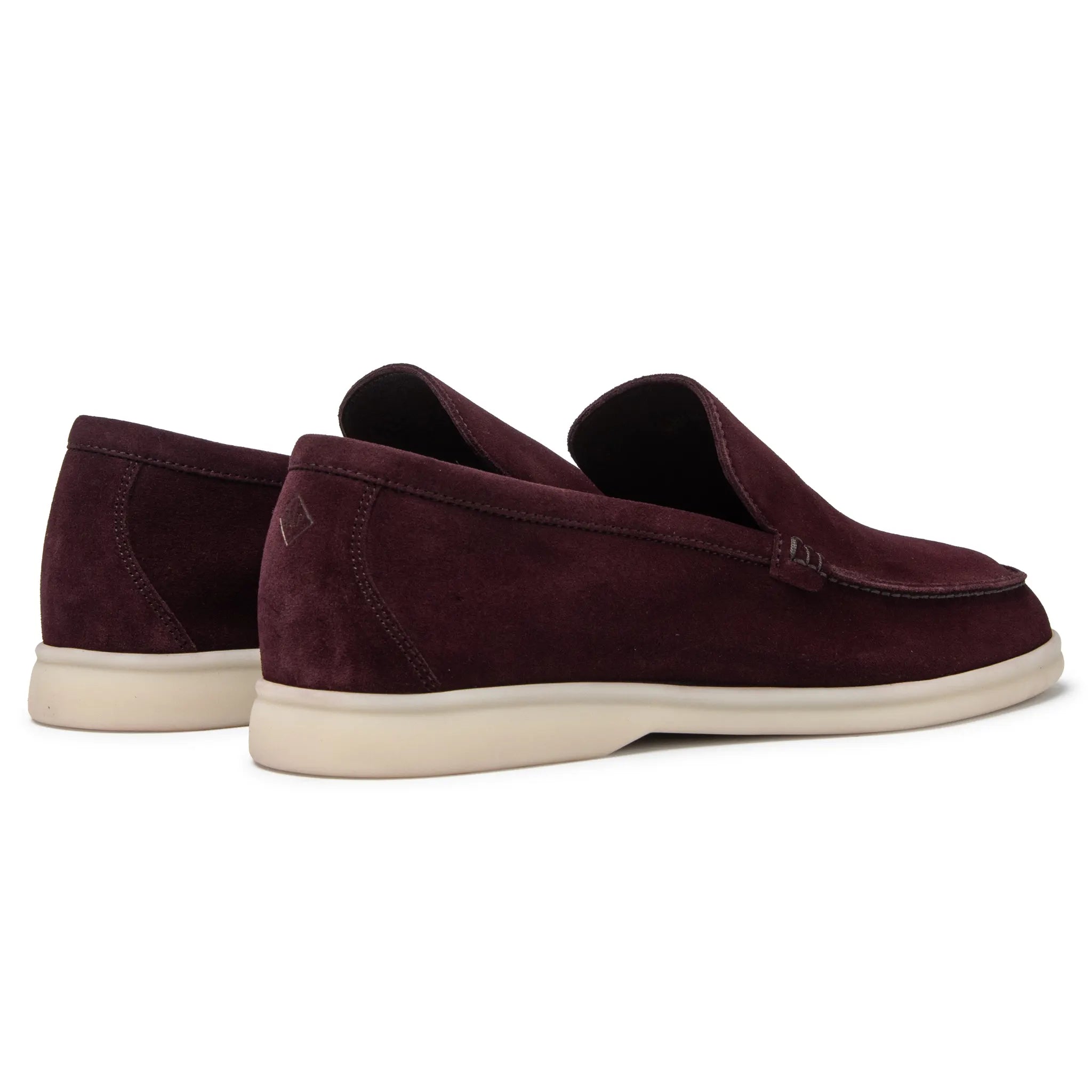Back Side View of Loro Piana Summer Walk Suede Dark Roast Loafers FAE8124_H1NF