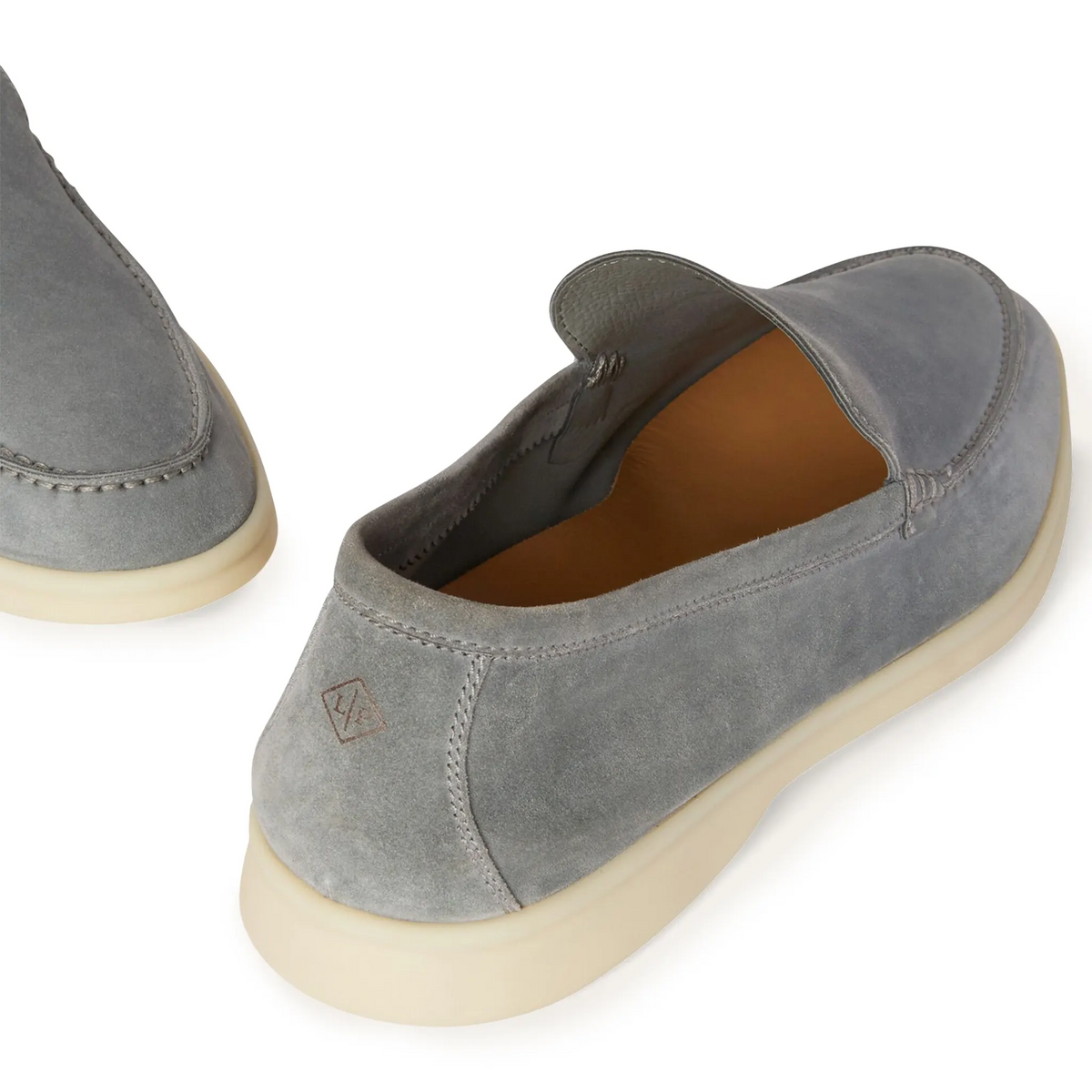 Loro Piana Summer Walk Suede Gull Grey Loafers | FAE8124