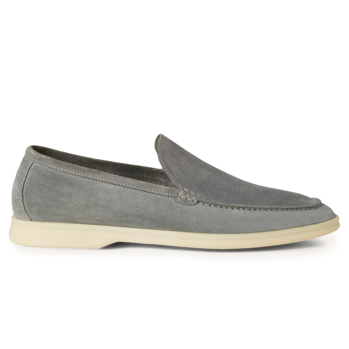 Loro Piana Summer Walk Suede Gull Grey Loafers FAE8124