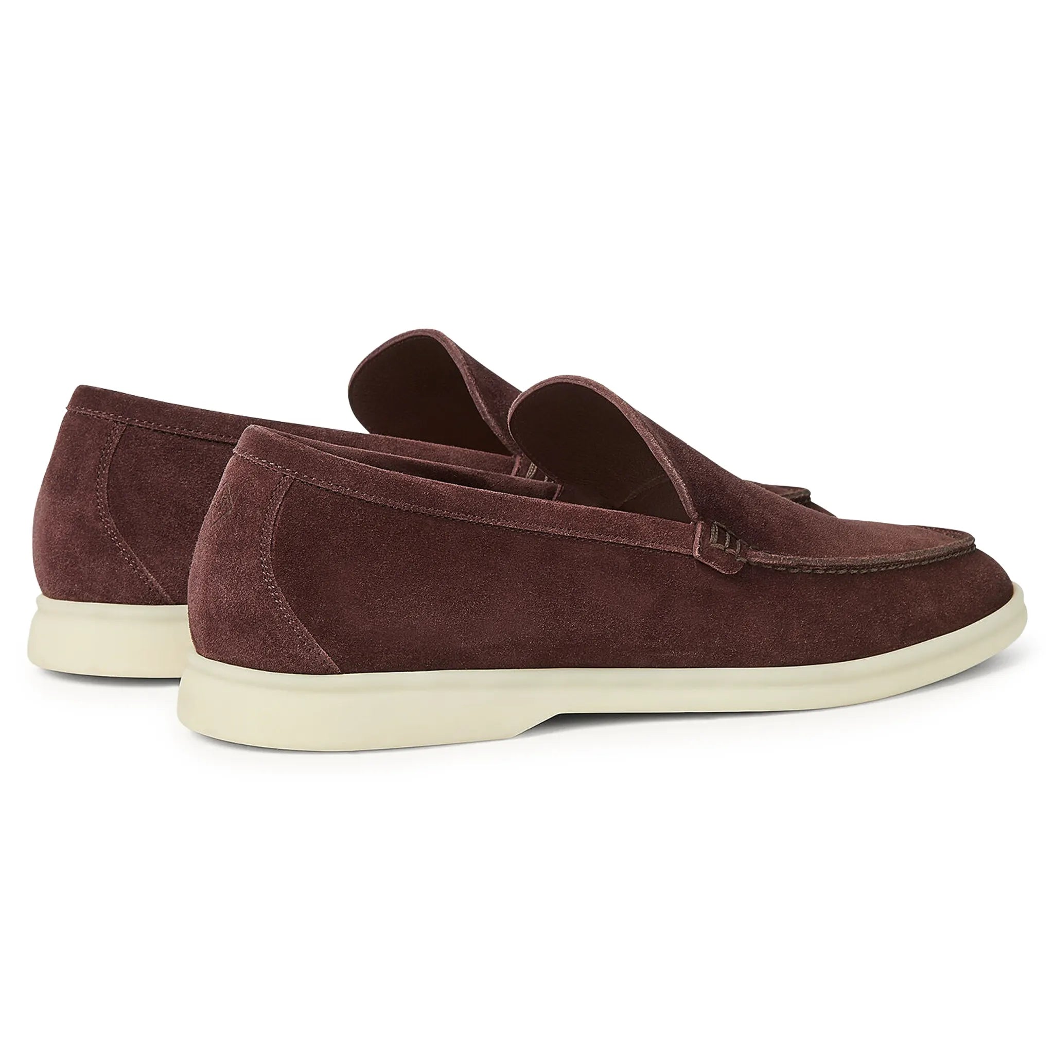 Back Side View of Loro Piana Summer Walk Suede Very Dark Maroon Loafers FAE8124_Q0B5