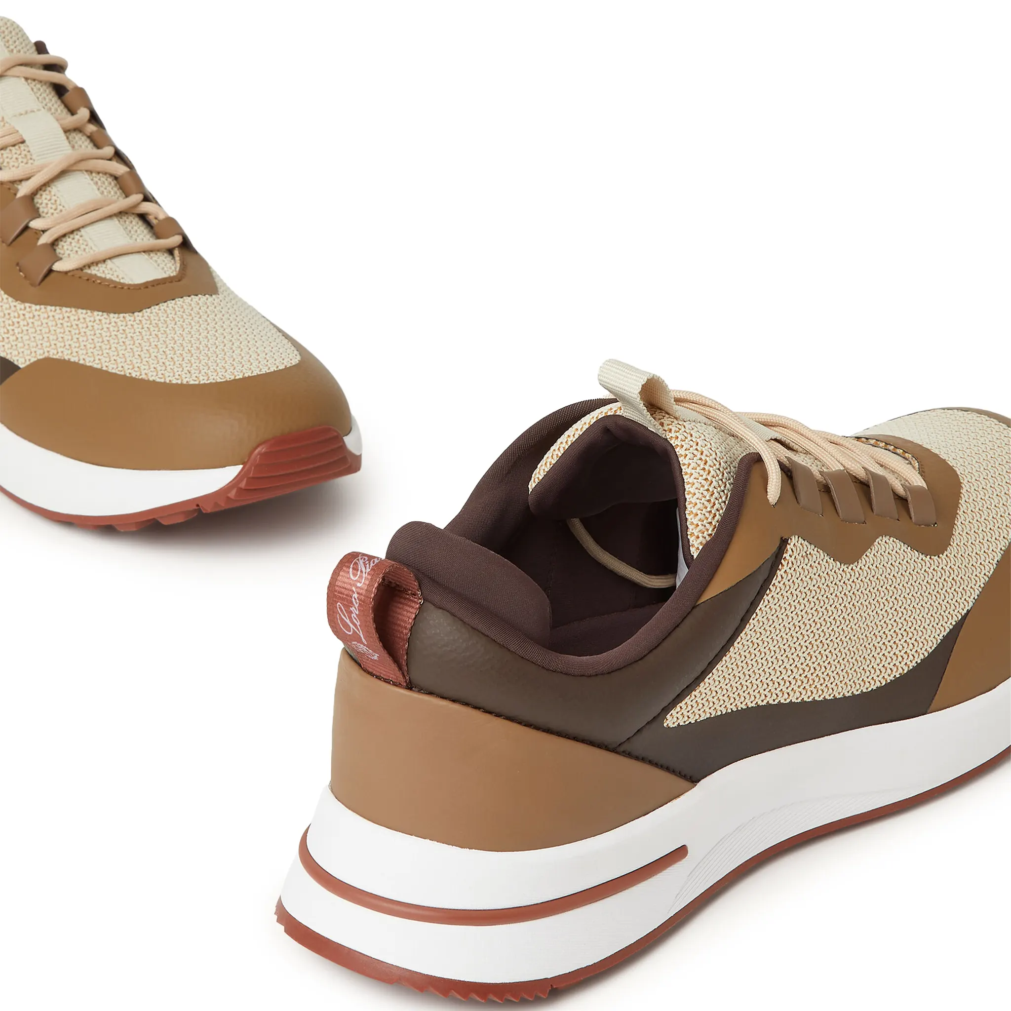 Back Side View of Loro Piana Week End Walk Autumn Field Linen Mesh Sneaker FAM1718_F8O6