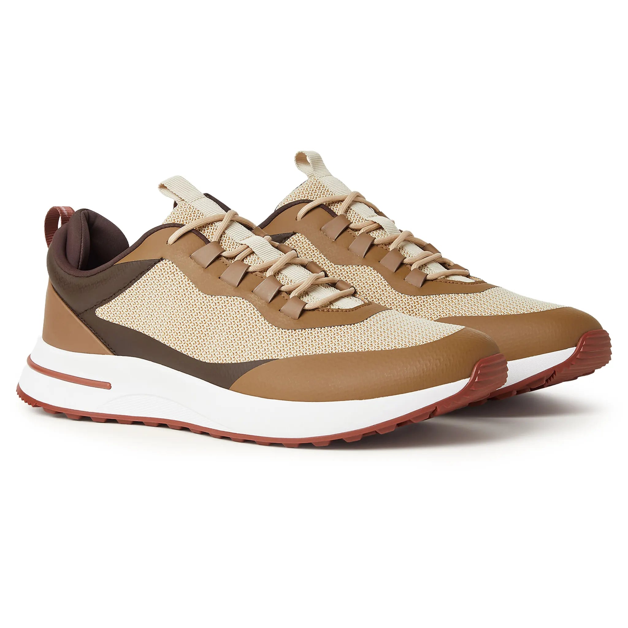 Front Side View of Loro Piana Week End Walk Autumn Field Linen Mesh Sneaker FAM1718_F8O6