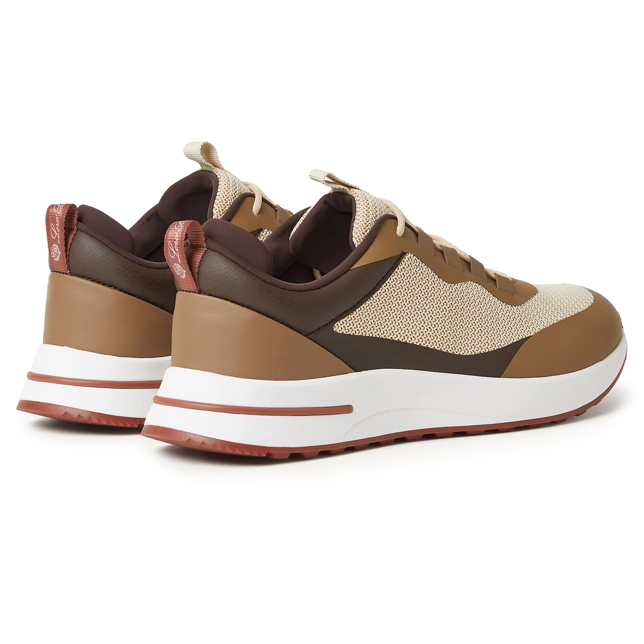 Back Side View of Loro Piana Week End Walk Autumn Field Linen Mesh Sneaker FAM1718_F8O6