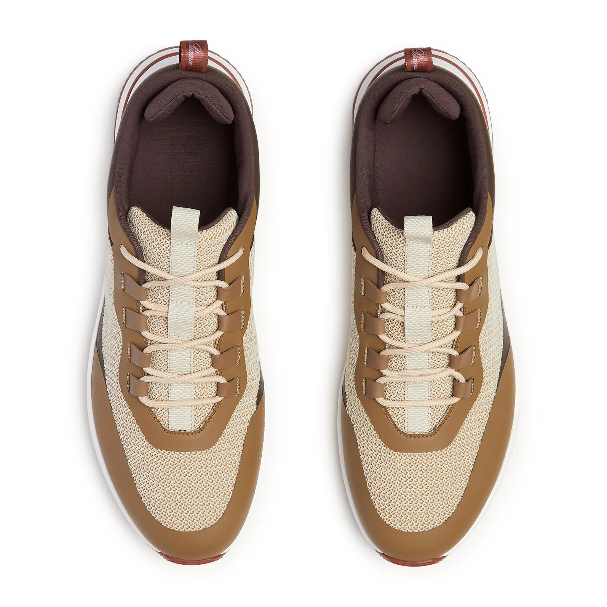 Upper View of Loro Piana Week End Walk Autumn Field Linen Mesh Sneaker FAM1718_F8O6