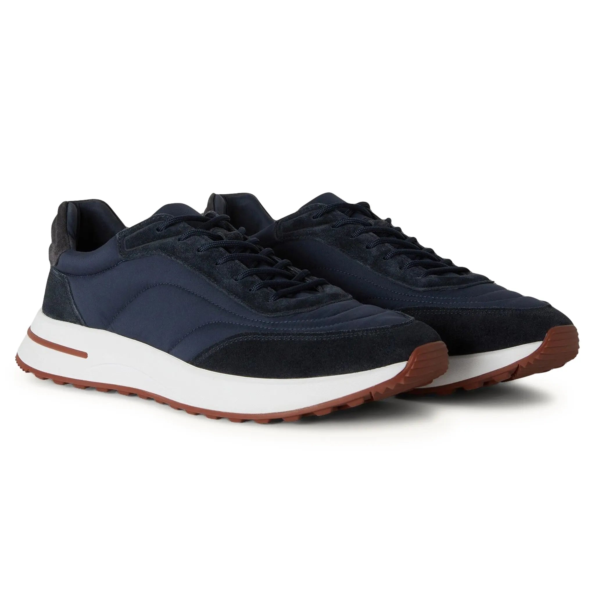 Front Side View of Loro Piana Week End Walk Navy Blue Sneaker FAP9780_W000