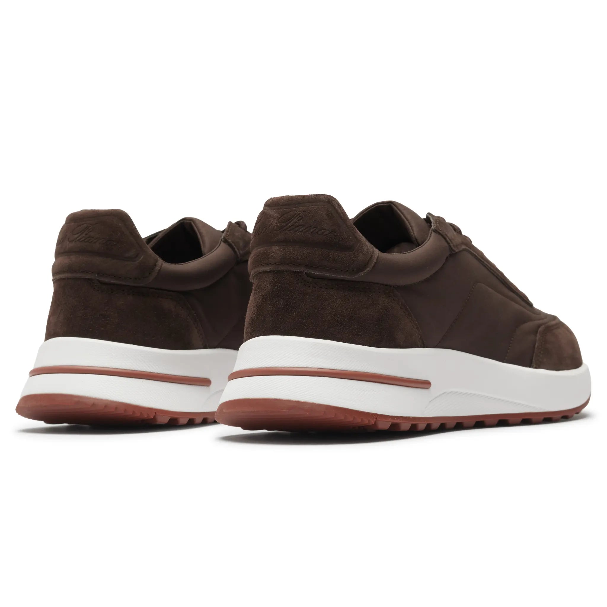 Back Side View of Loro Piana Week End Walk Cedar Bronze Sneaker FAP9780_H1A1