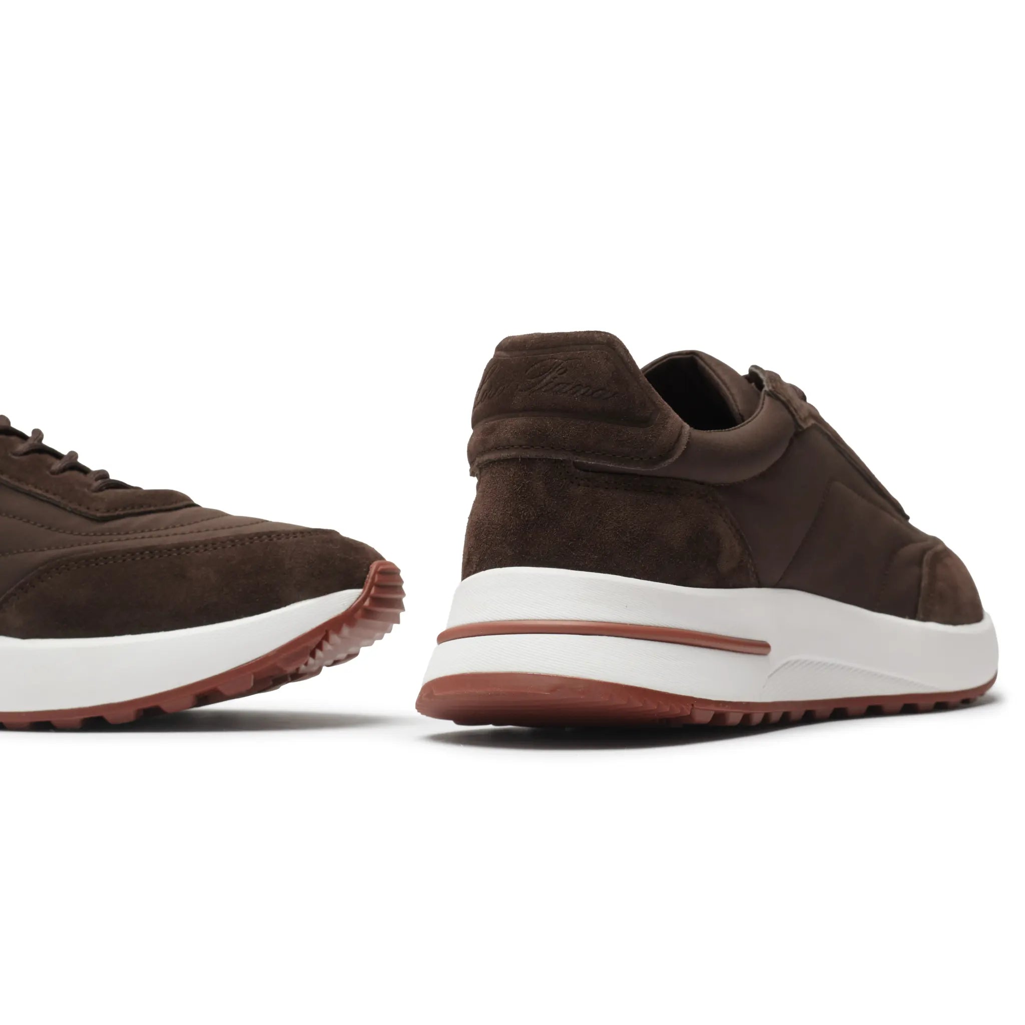 Back Side View of Loro Piana Week End Walk Cedar Bronze Sneaker FAP9780_H1A1