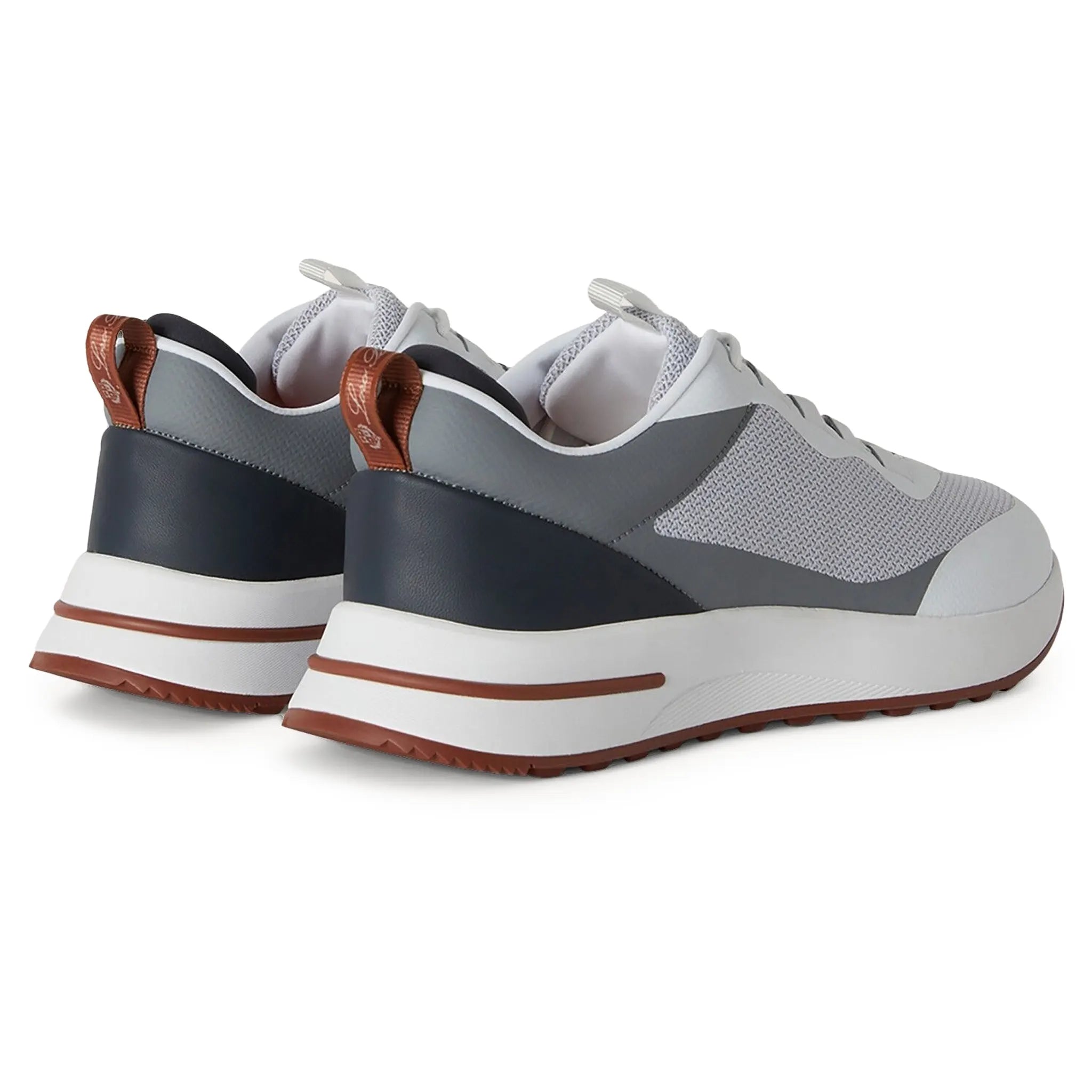 Back Side View of Loro Piana Week End Walk Frost Grey Linen Mesh Sneaker FAM1718_F3DU