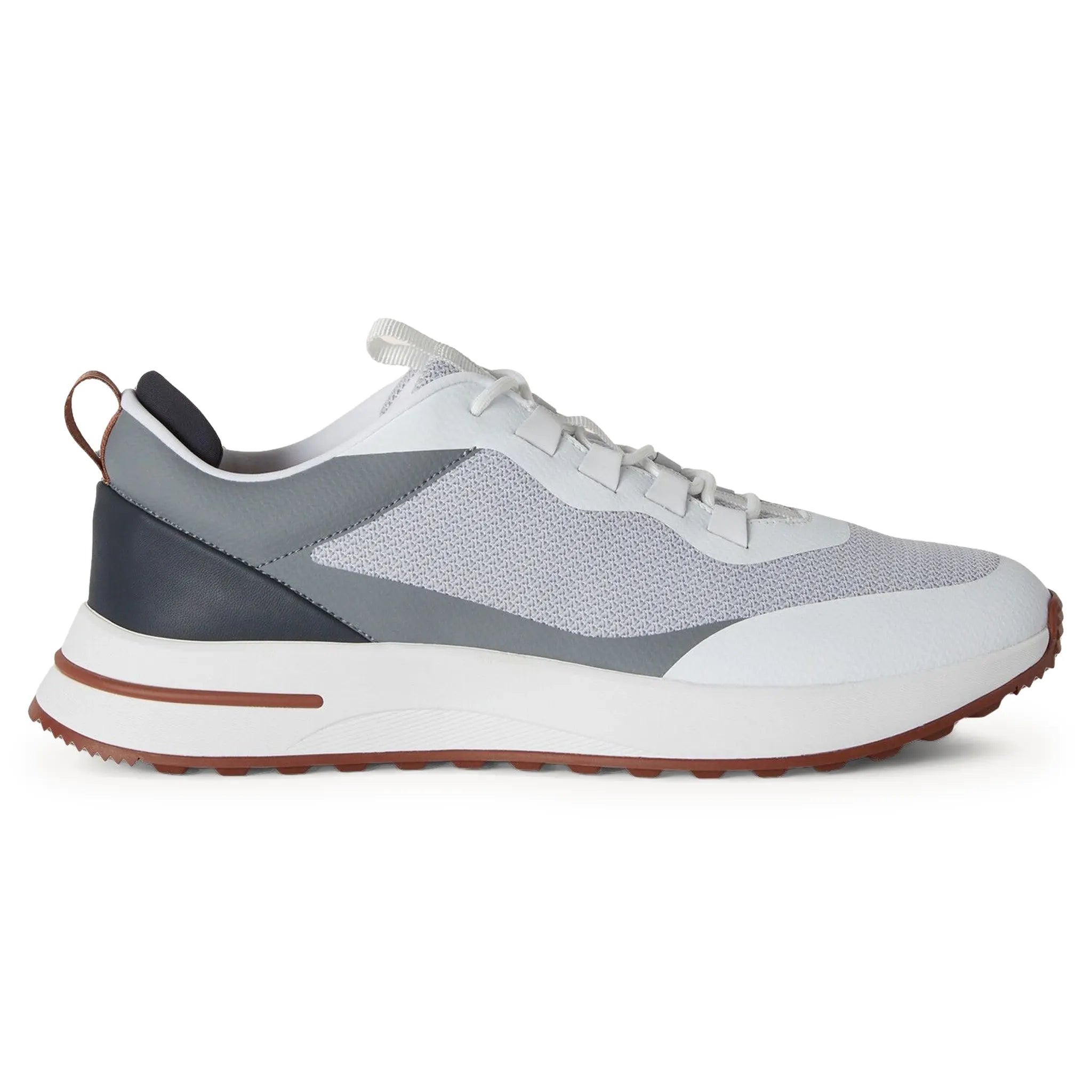 Side View of Loro Piana Week End Walk Frost Grey Linen Mesh Sneaker FAM1718_F3DU