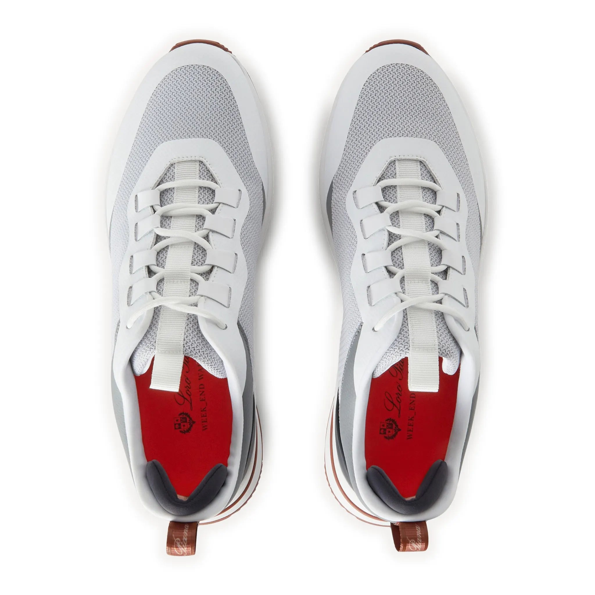 Upper View of Loro Piana Week End Walk Frost Grey Linen Mesh Sneaker FAM1718_F3DU