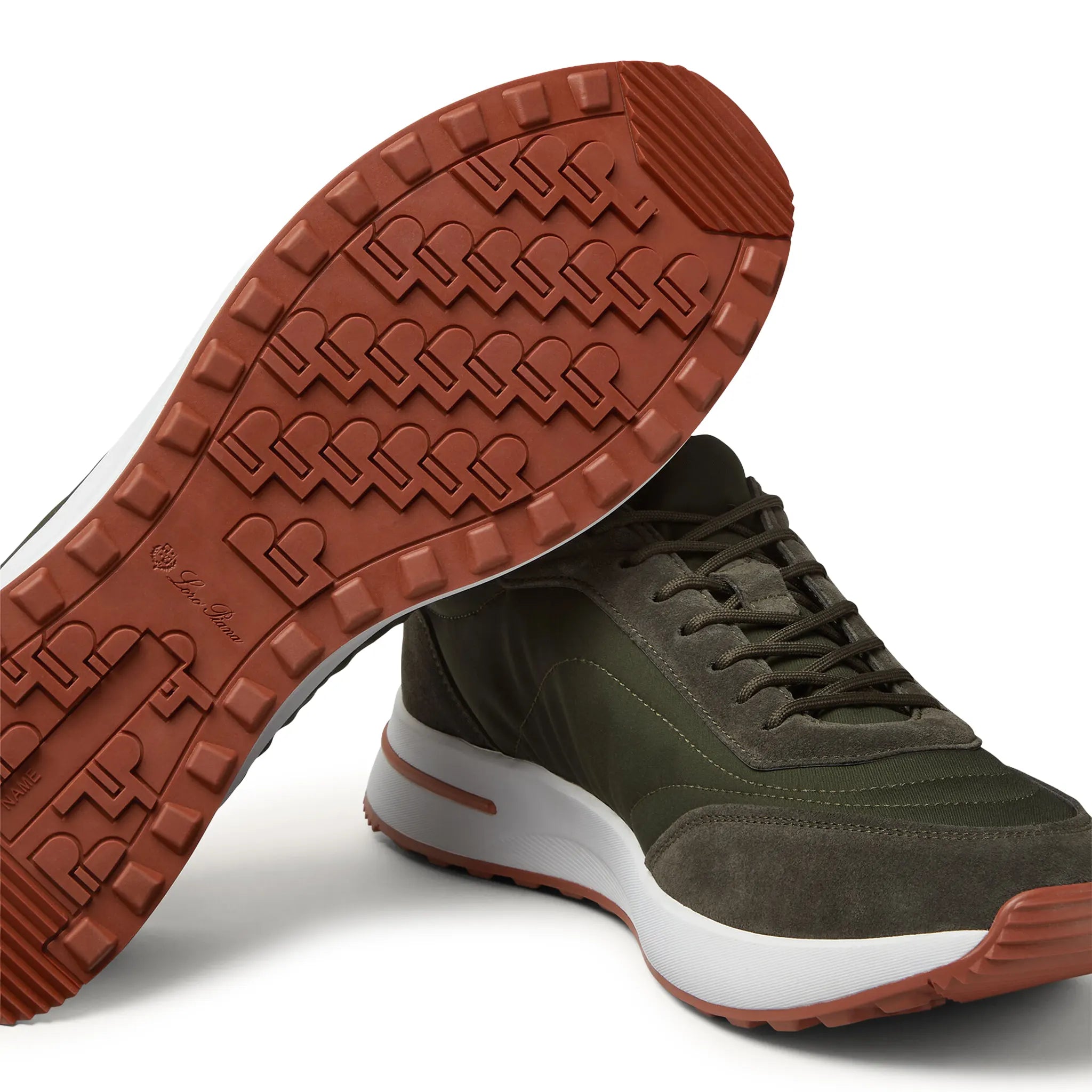 Sole Side View of Loro Piana Week End Walk Ireland Green Sneaker FAP9780_5406