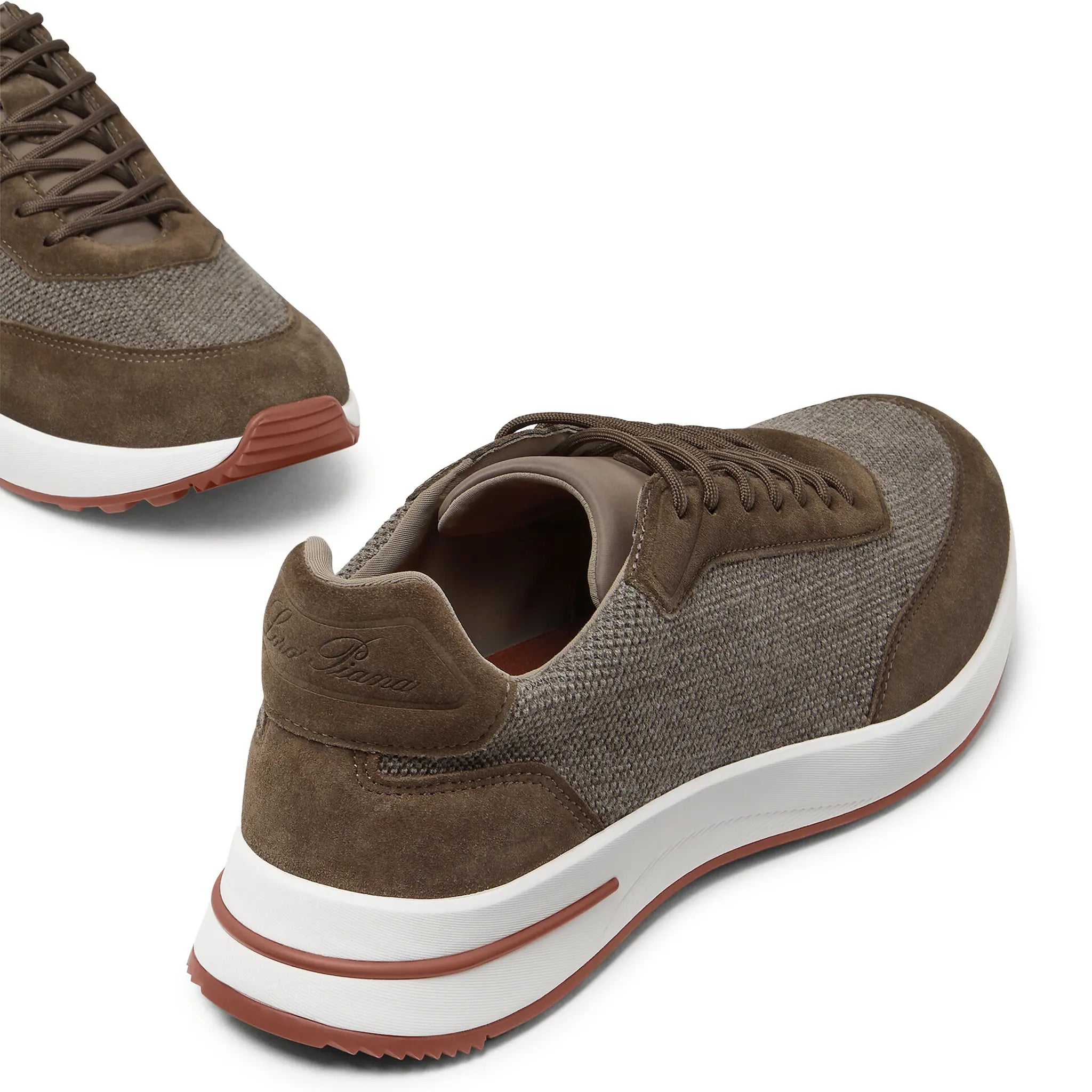 Back Side View of Loro Piana Week End Walk Pecora Nera Wool May Field Sneaker FAQ3270_H0YO