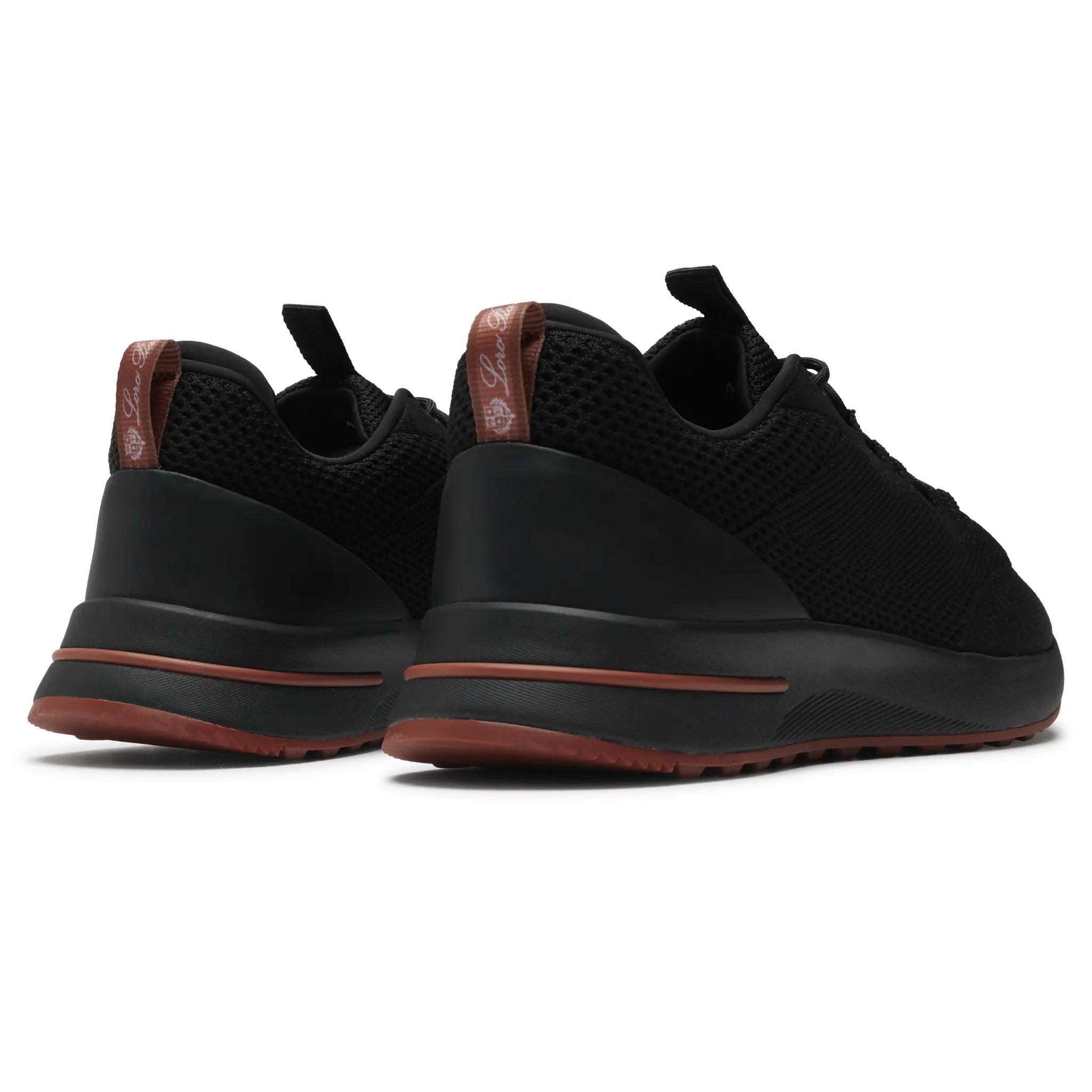 Side Back View of Loro Piana Week End Walk Mesh Triple Black Sneaker FAQ3328_8000