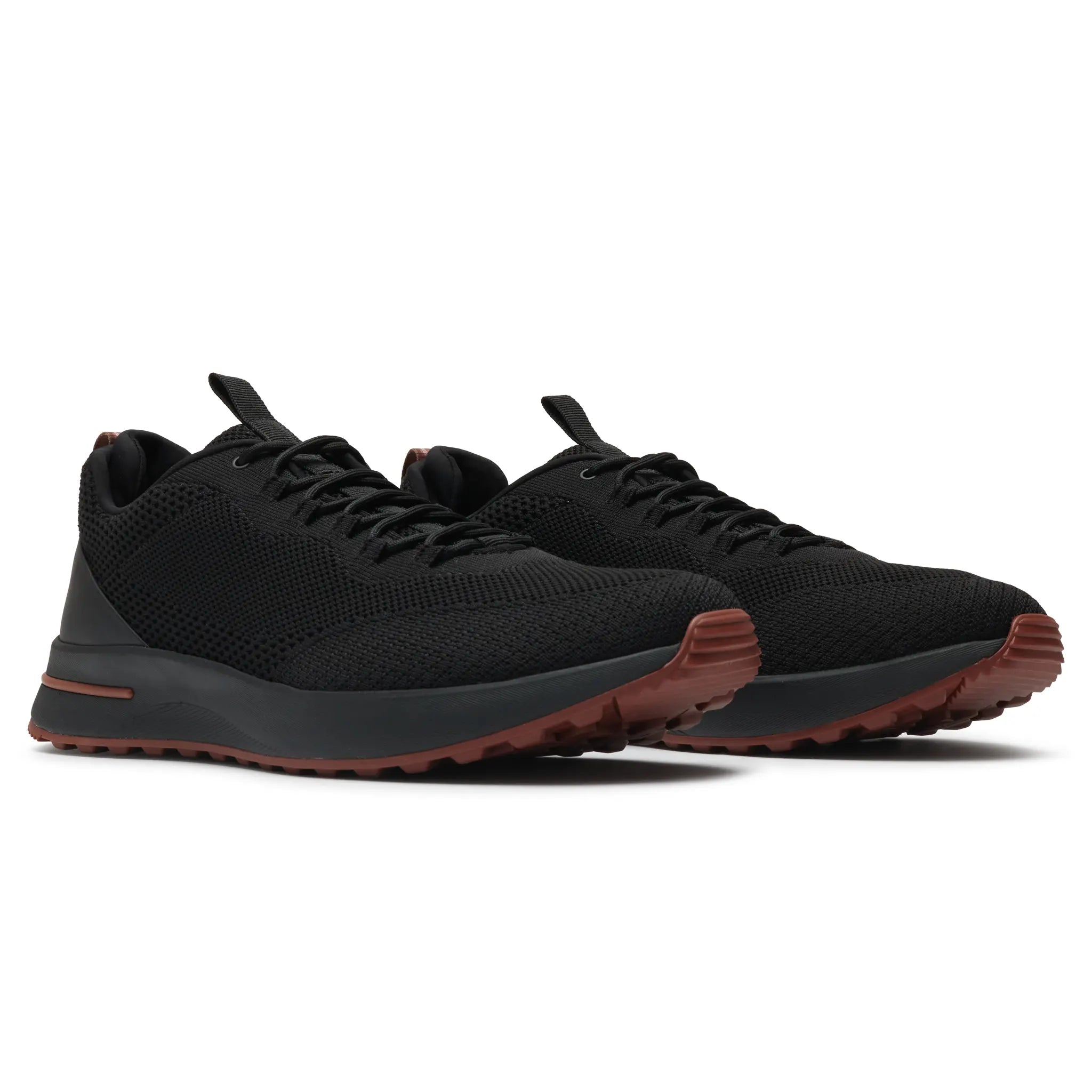 Front Side View of Loro Piana Week End Walk Mesh Triple Black Sneaker FAQ3328_8000