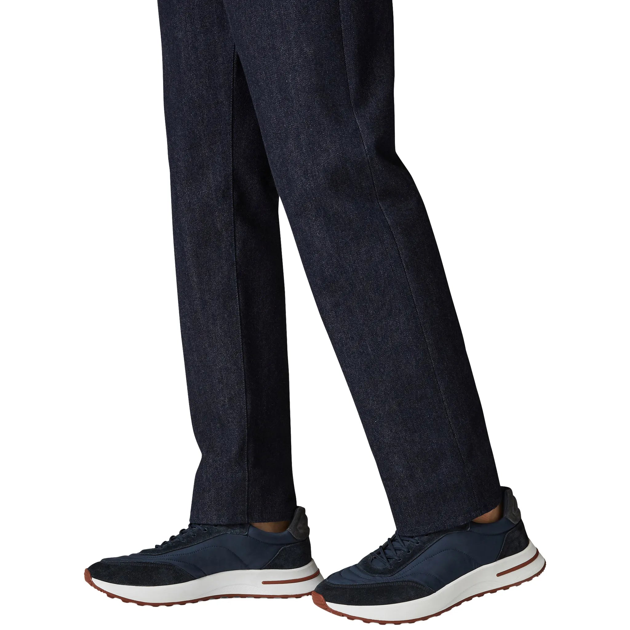 Model View of Loro Piana Week End Walk Navy Blue Sneaker FAP9780_W000