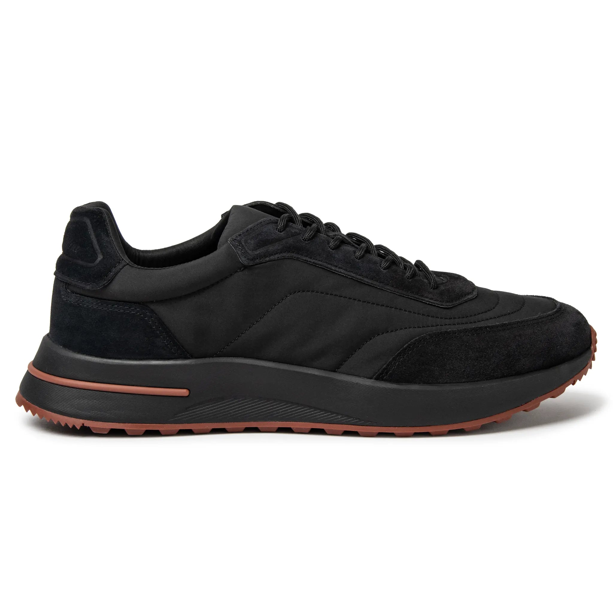 Side View of Loro Piana Week End Walk Triple Black Sneaker FAQ2222