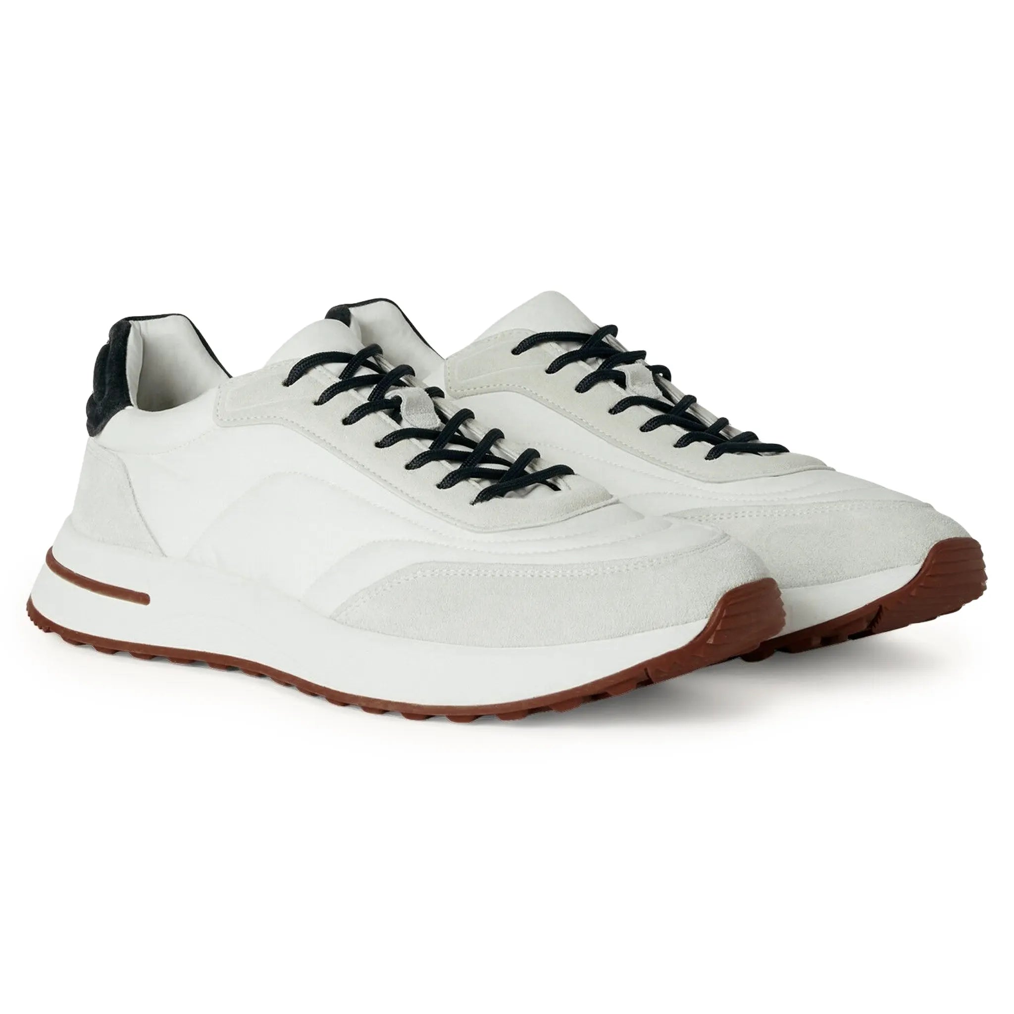 Front Side View of Loro Piana Week End Walk White Sneaker FAP9780_1000