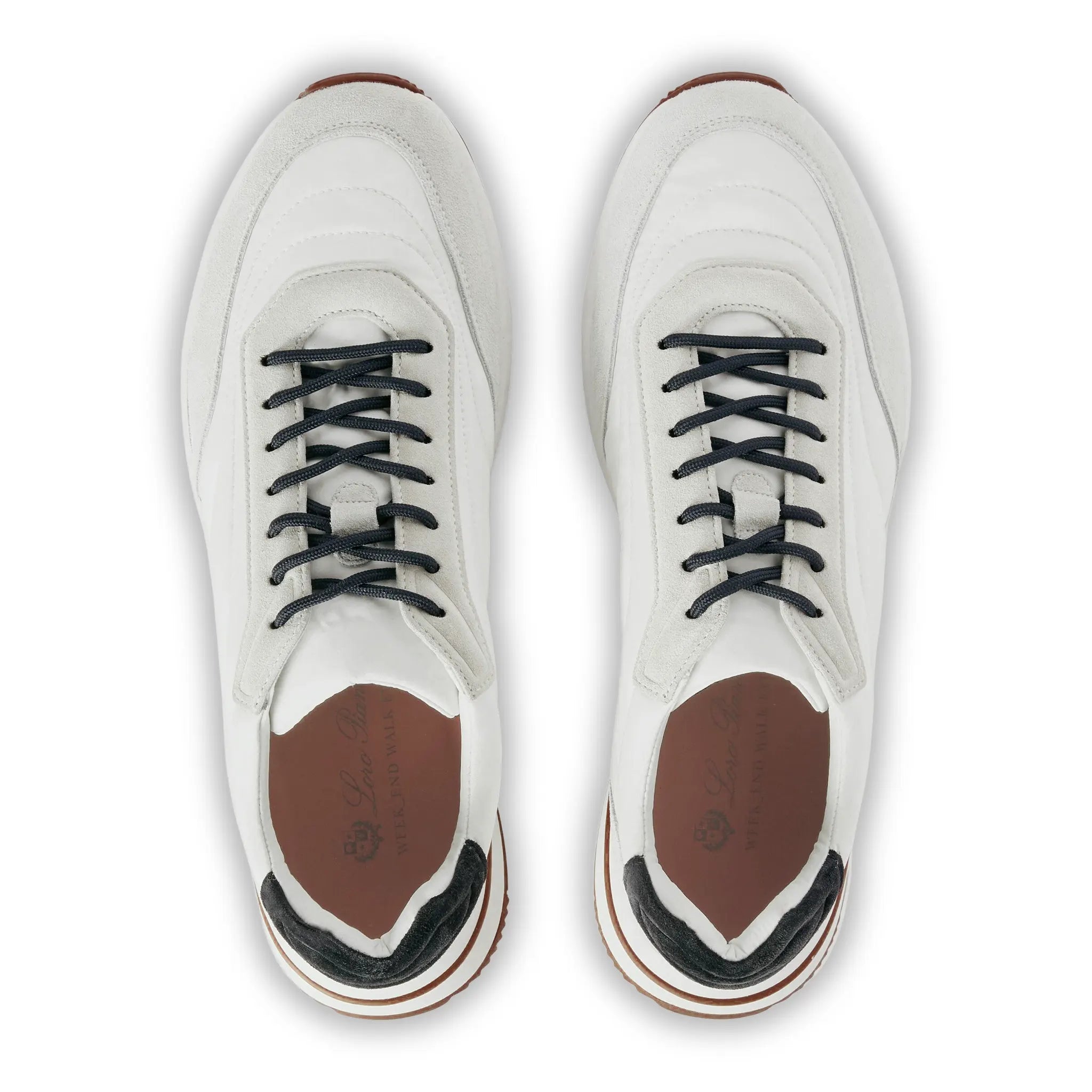 Upper View of Loro Piana Week End Walk White Sneaker FAP9780_1000